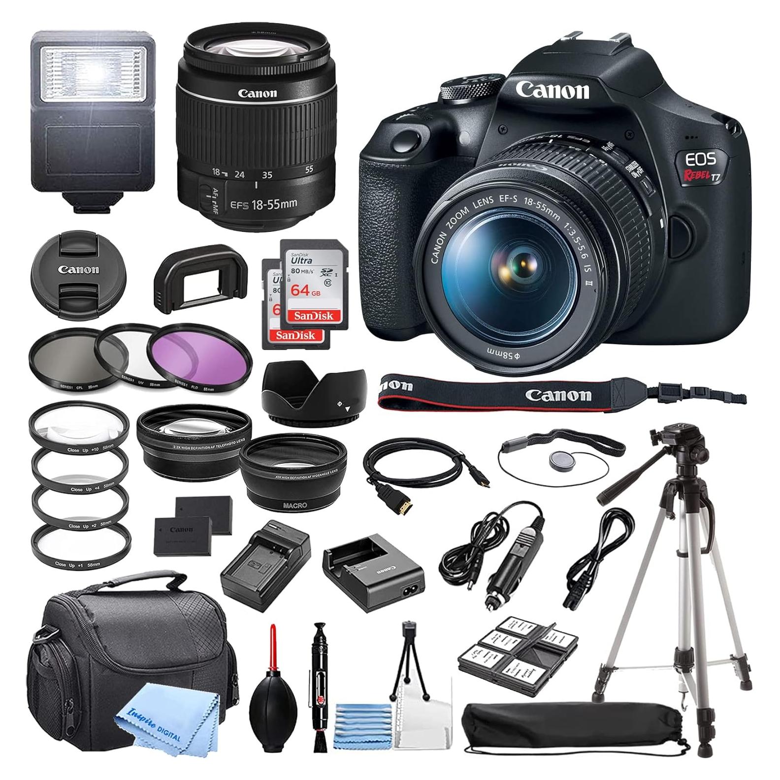 Cámara DSLR Canon EOS Rebel T7 24.1MP + Lente 18-55mm + Accesorios