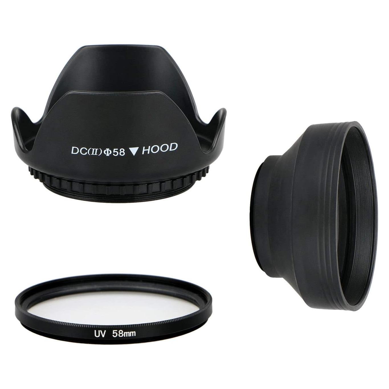 Tapa de Lente Tulipán EEEKit 58mm con Filtro UV para Canon