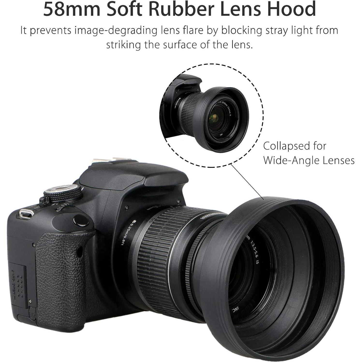 Tapa de Lente Tulipán EEEKit 58mm con Filtro UV para Canon