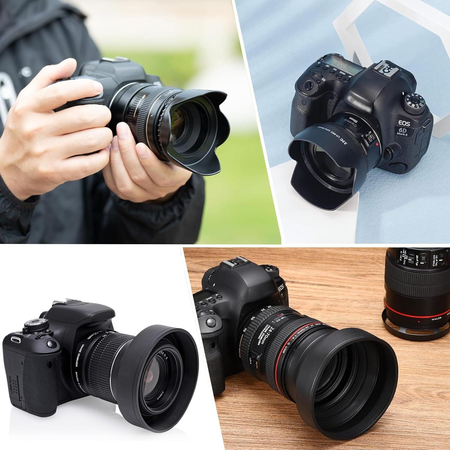 Tapa de Lente Tulipán EEEKit 58mm con Filtro UV para Canon