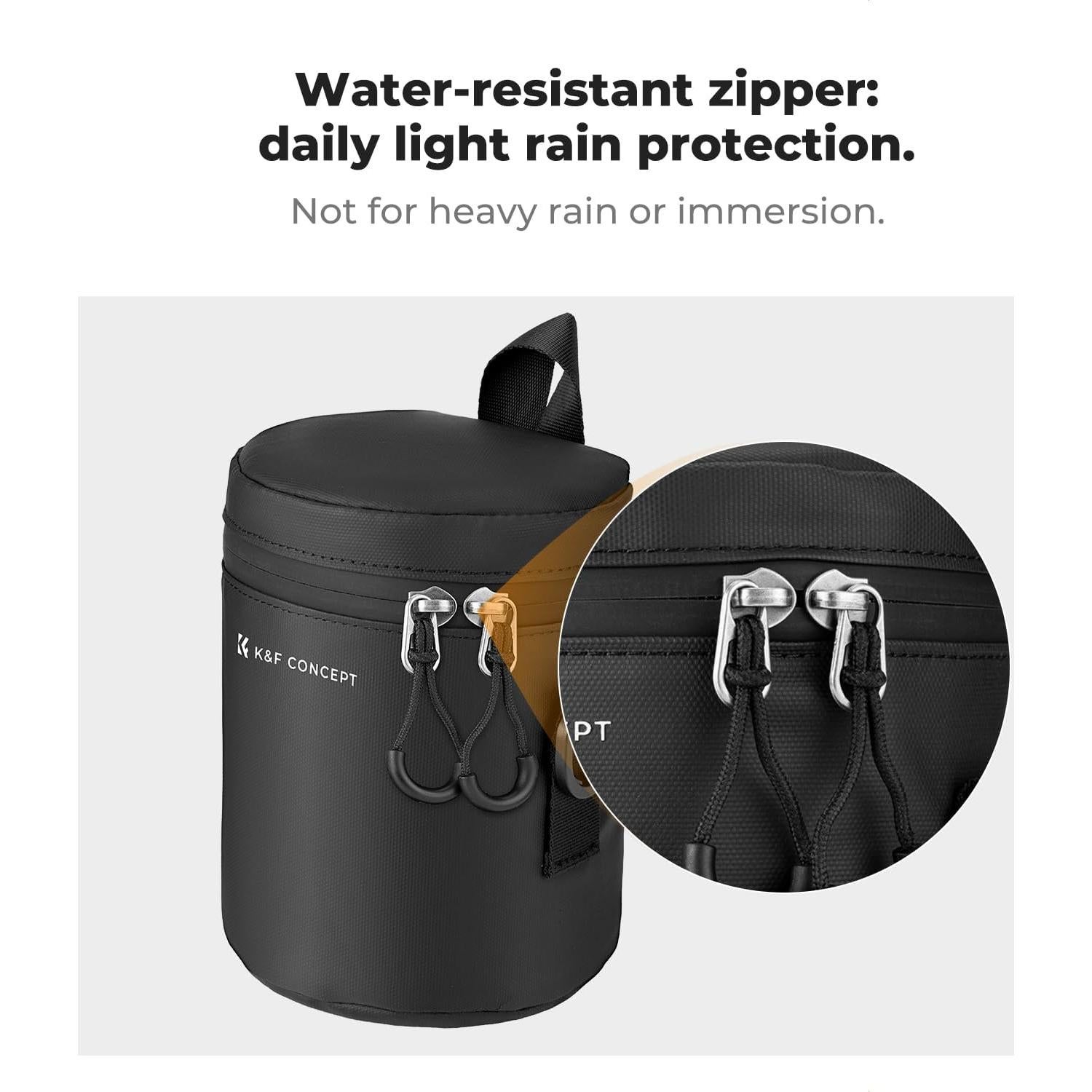 Funda para Lente de Cámara K&F Concept Negra 105x110x150mm