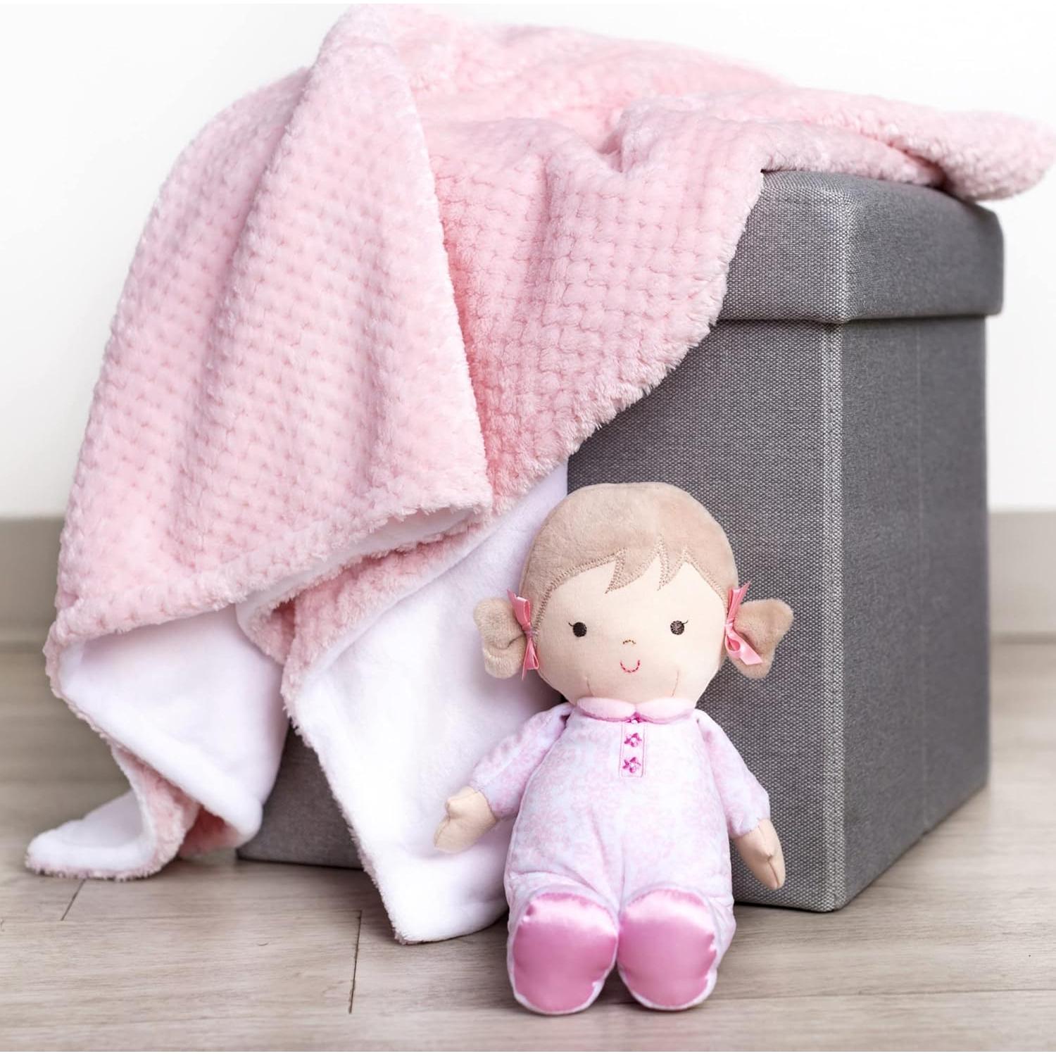 Muñeca de Peluche Brigitte 27,94 cm con Sonajero Rosa