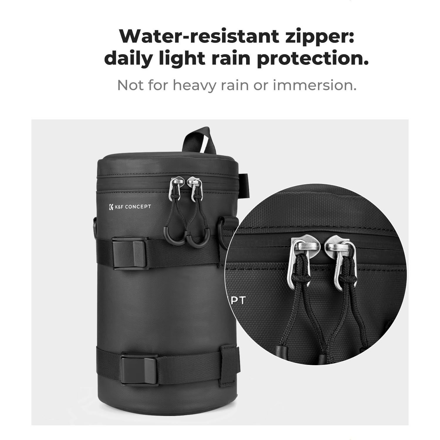 Funda para Lente de Cámara K&F Concept Negra 15x14.5x26cm