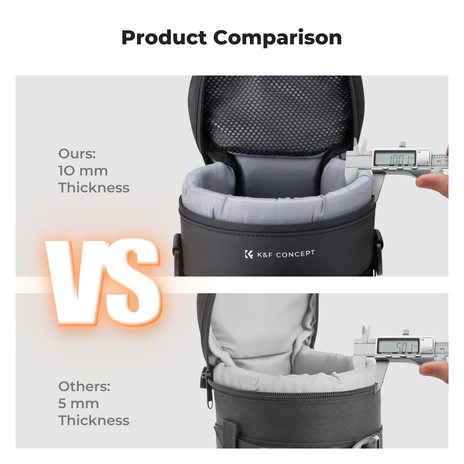 Funda para Lente de Cámara K&F Concept Negra 15x14.5x26cm