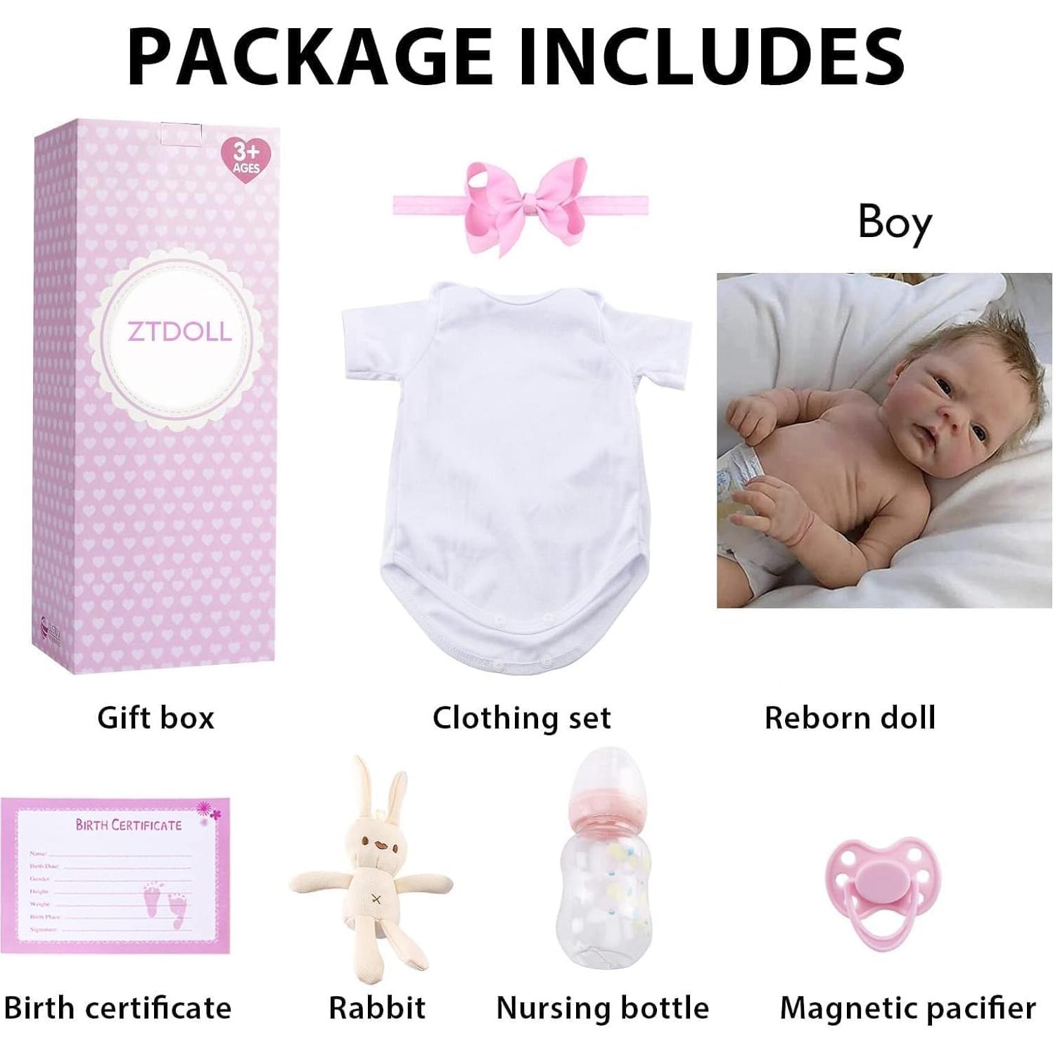 Muñeca Bebé Renacido AFEWD 45.72 cm Realista con Accesorios