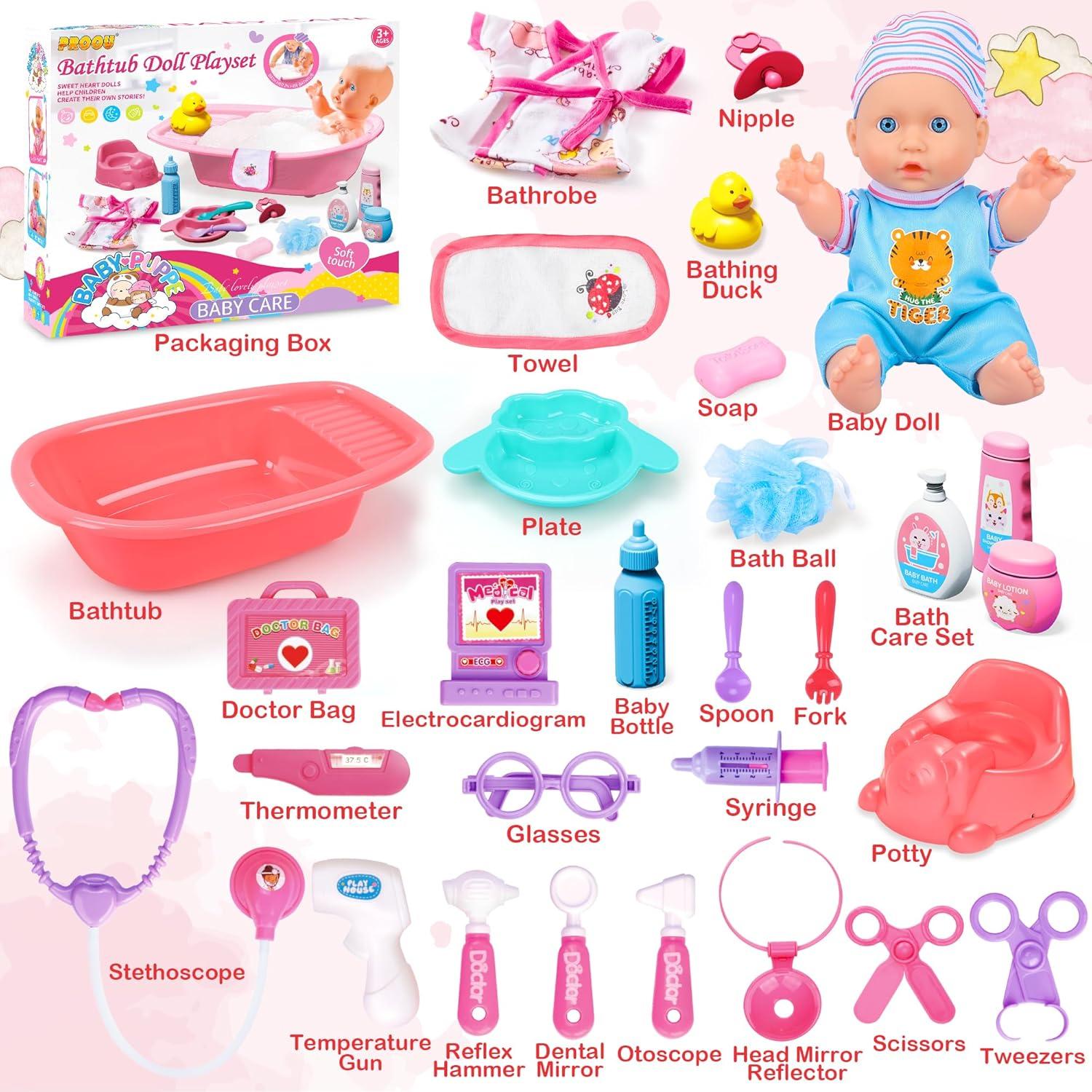 Set de Baño y Doctor 30PCS PROOU para Muñecas