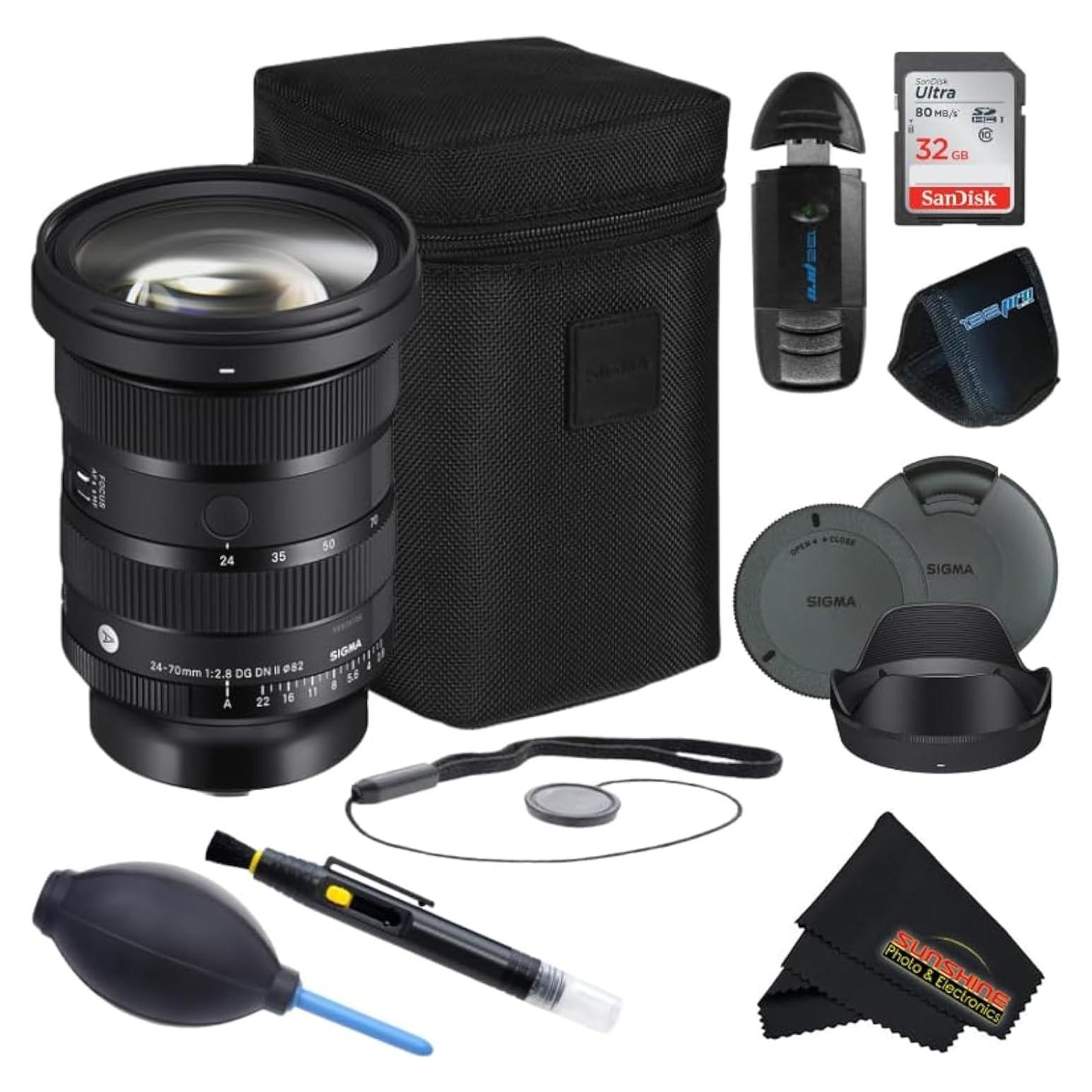 Sigma 24-70mm f2.8 DG DN II Art Lens for Sony E with Sunshine Photo Advanced Bundle - 4 Years USA Manufacturer Warranty