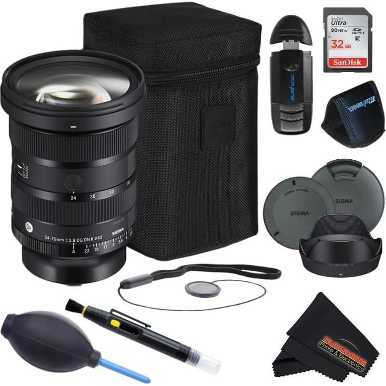 Sigma 24-70mm f2.8 DG DN II Art Lens for Sony E with Sunshine Photo Advanced Bundle - 4 Years USA Manufacturer Warranty
