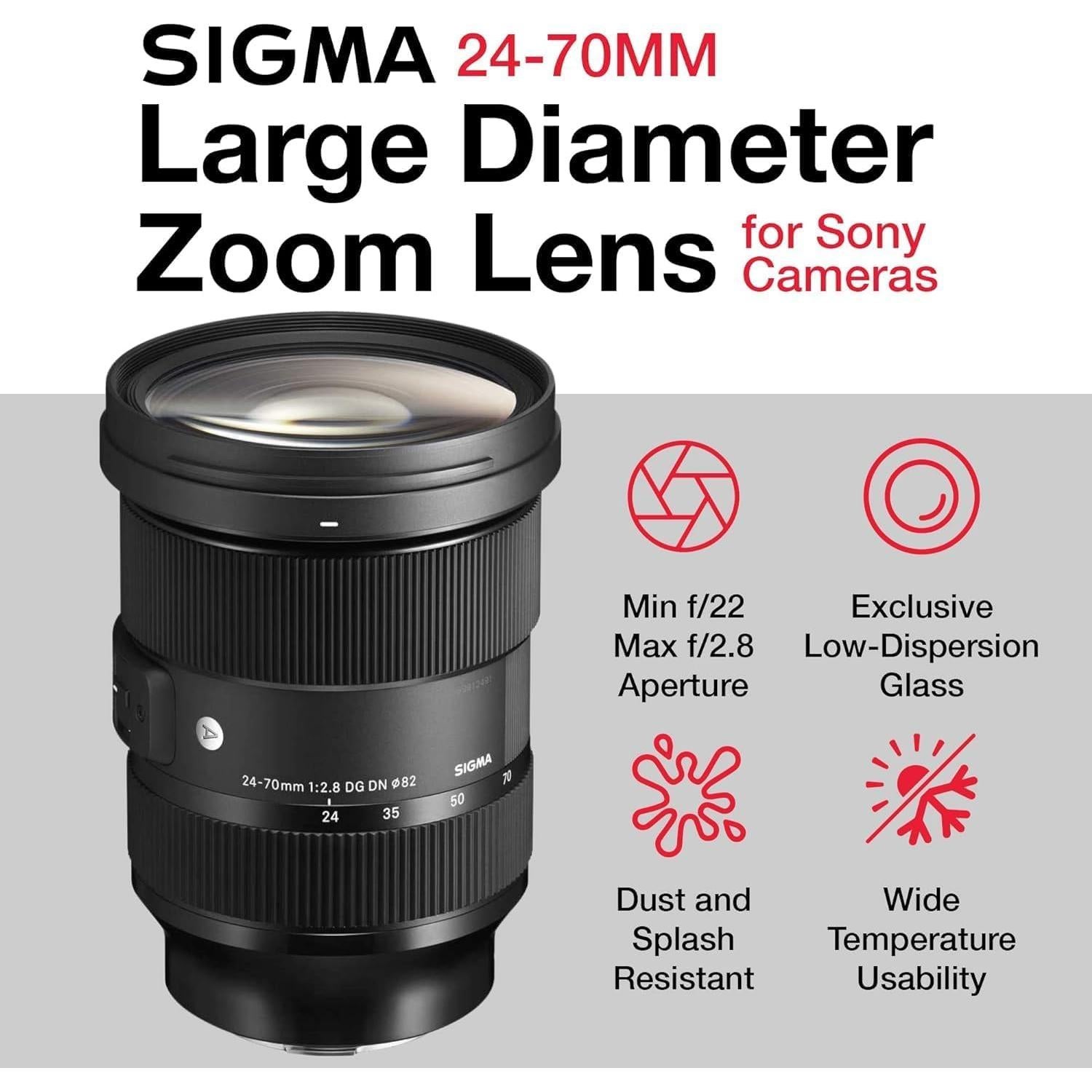 Sigma 24-70mm f2.8 DG DN II Art Lens for Sony E with Sunshine Photo Advanced Bundle - 4 Years USA Manufacturer Warranty