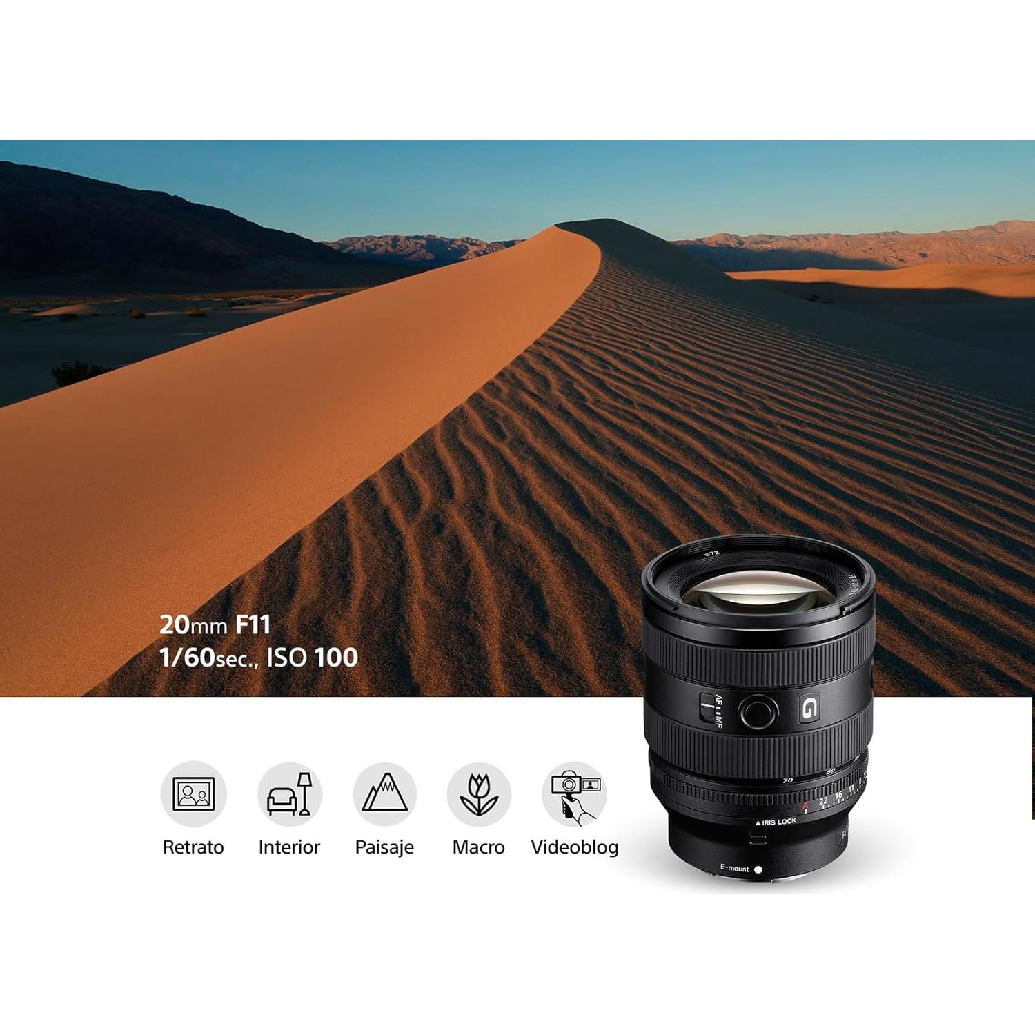 Lente Sony FE 20-70mm f/4 G para cámaras E - Zoom Ultra Gran Angular