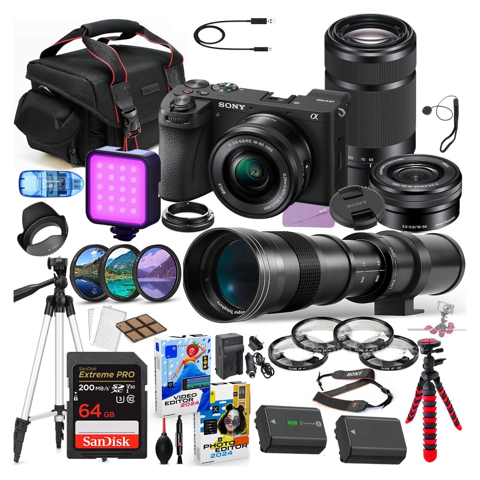 Cámara Sin Espejo Sony a6700 con Lentes 16-50mm y 55-210mm + Telefoto 420-800mm