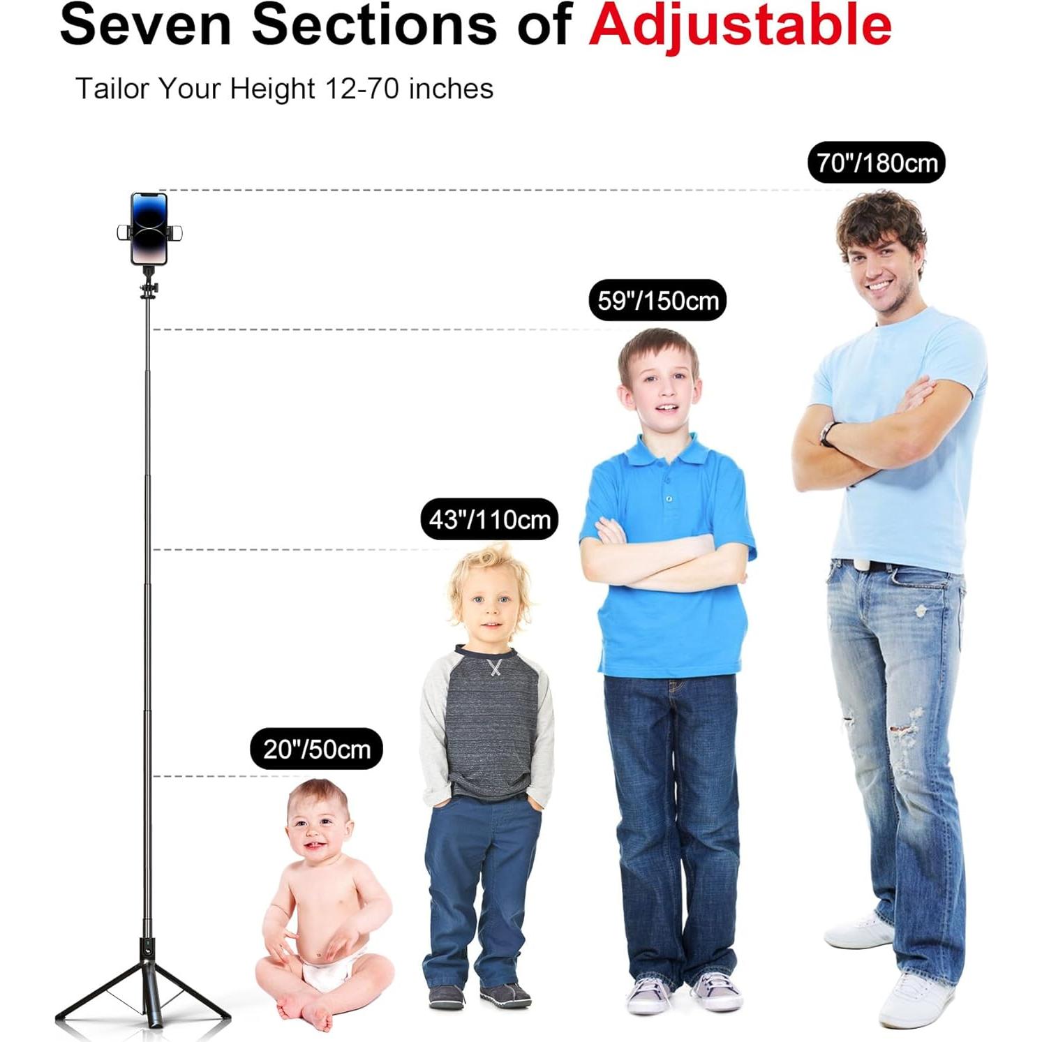 Trípode para teléfono ASHINER con control remoto y luces LED