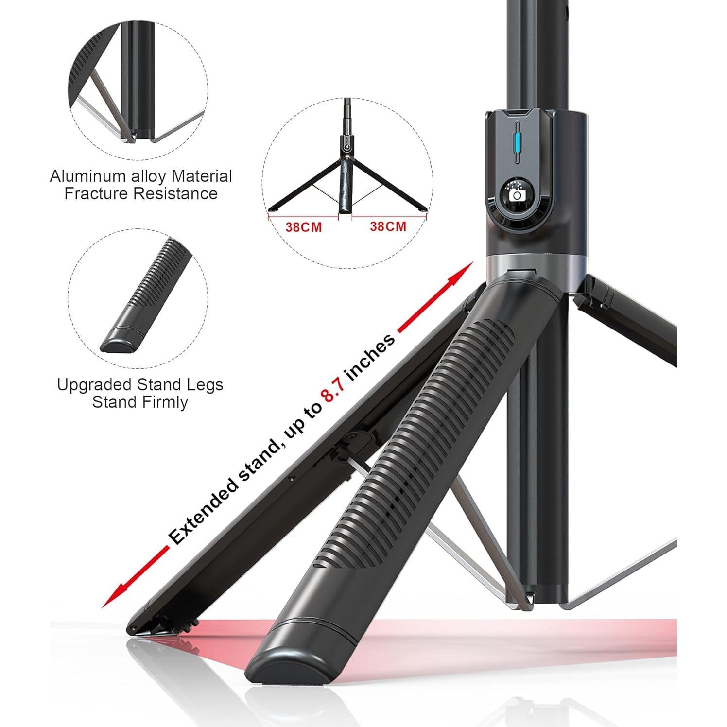 Trípode para teléfono ASHINER con control remoto y luces LED