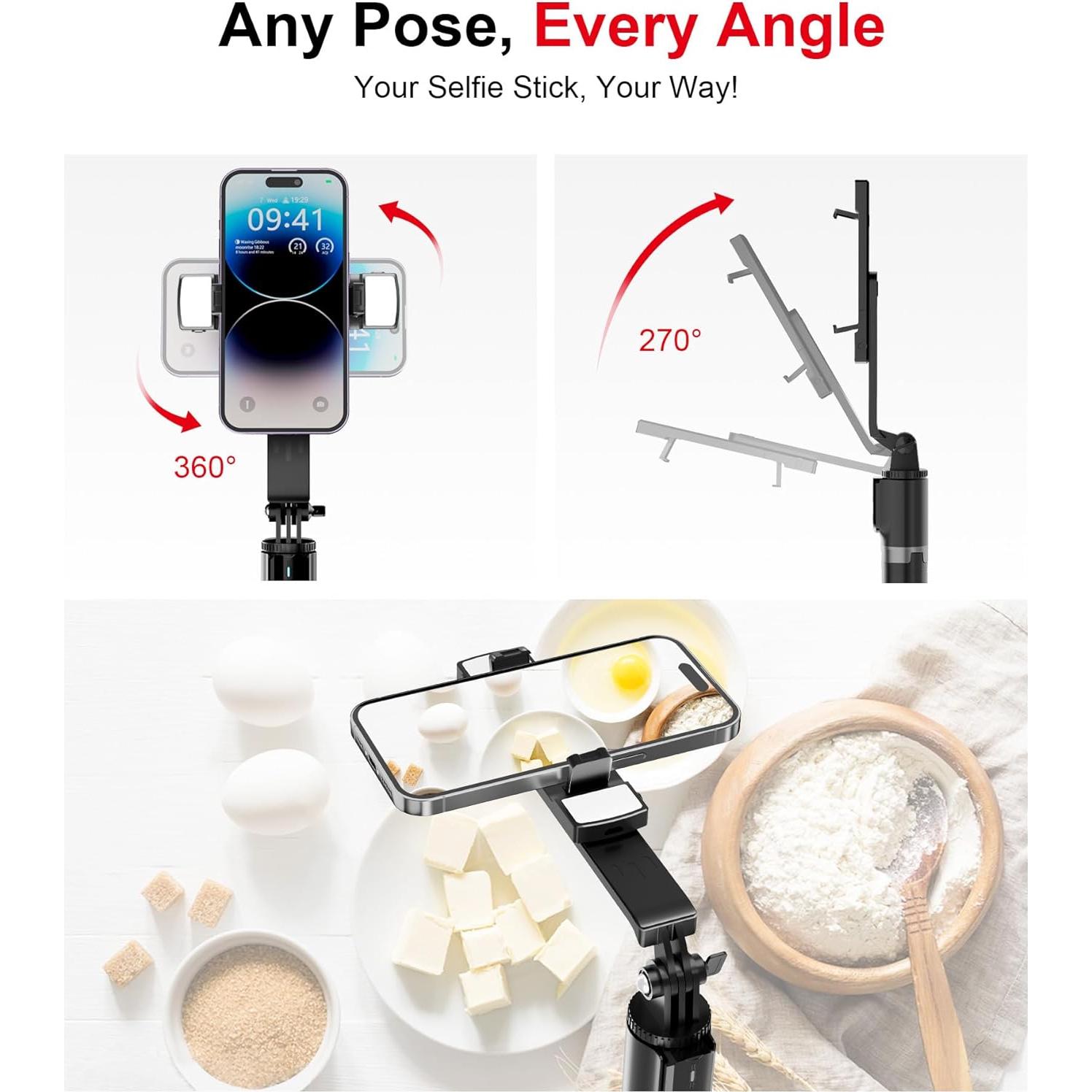 Trípode para teléfono ASHINER con control remoto y luces LED