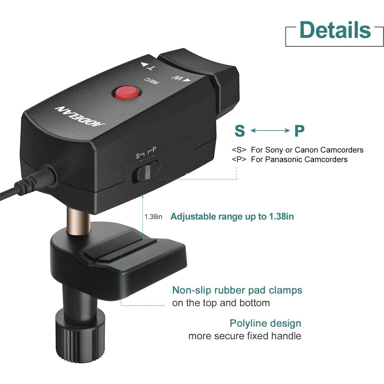 Controlador Remoto de Zoom AODELAN ZC-1 para Camcorders