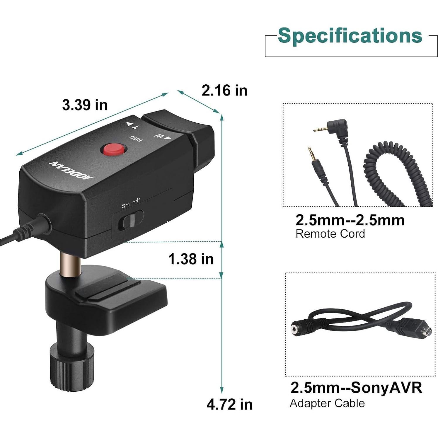Controlador Remoto de Zoom AODELAN ZC-1 para Camcorders