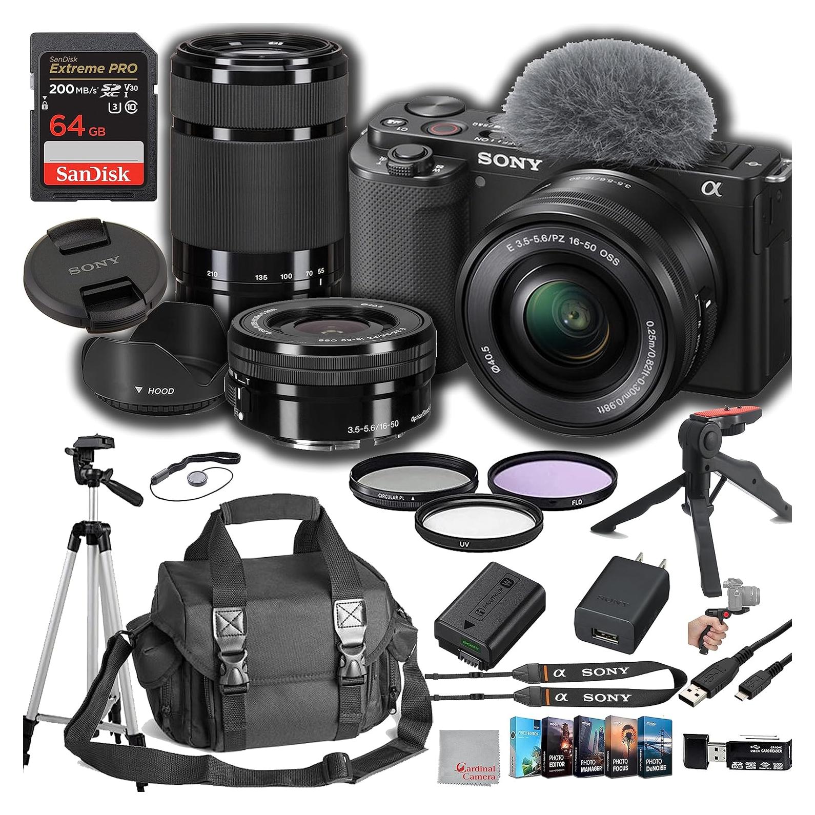 Cámara Sin Espejo Sony ZV-E10 con Lentes 16-50mm y 55-210mm