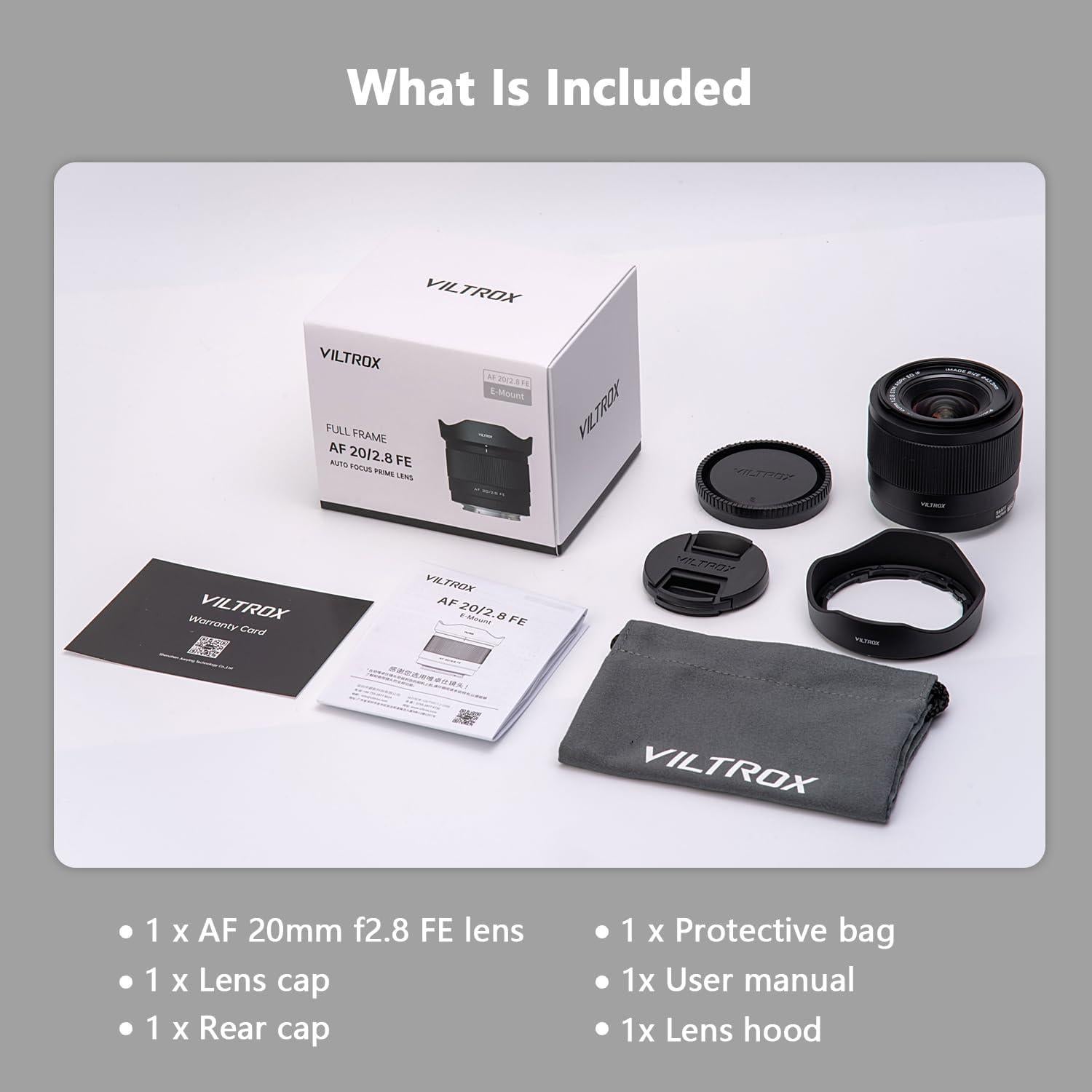 Lente Viltrox 20mm F2.8 FE Autofoco para Cámaras Sony E