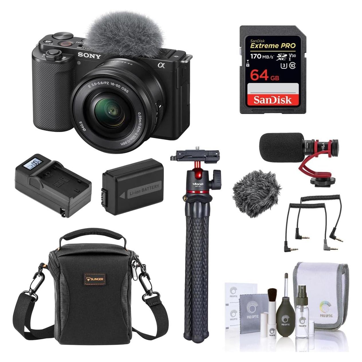 Cámara Sin Espejo Sony ZV-E10 con Lente 16-50mm y Accesorios