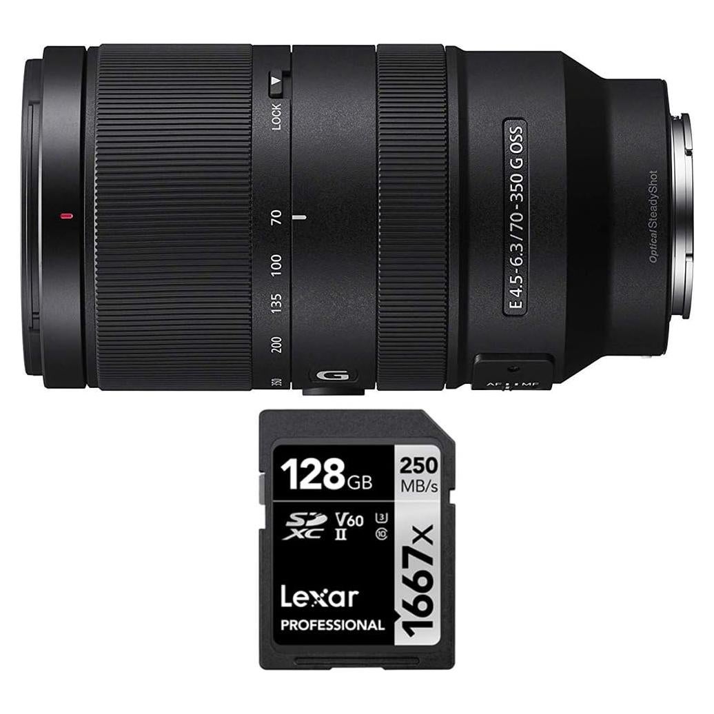 Lente Super-Telefoto Sony E 70-350mm F4.5-6.3 G OSS + Tarjeta 128GB