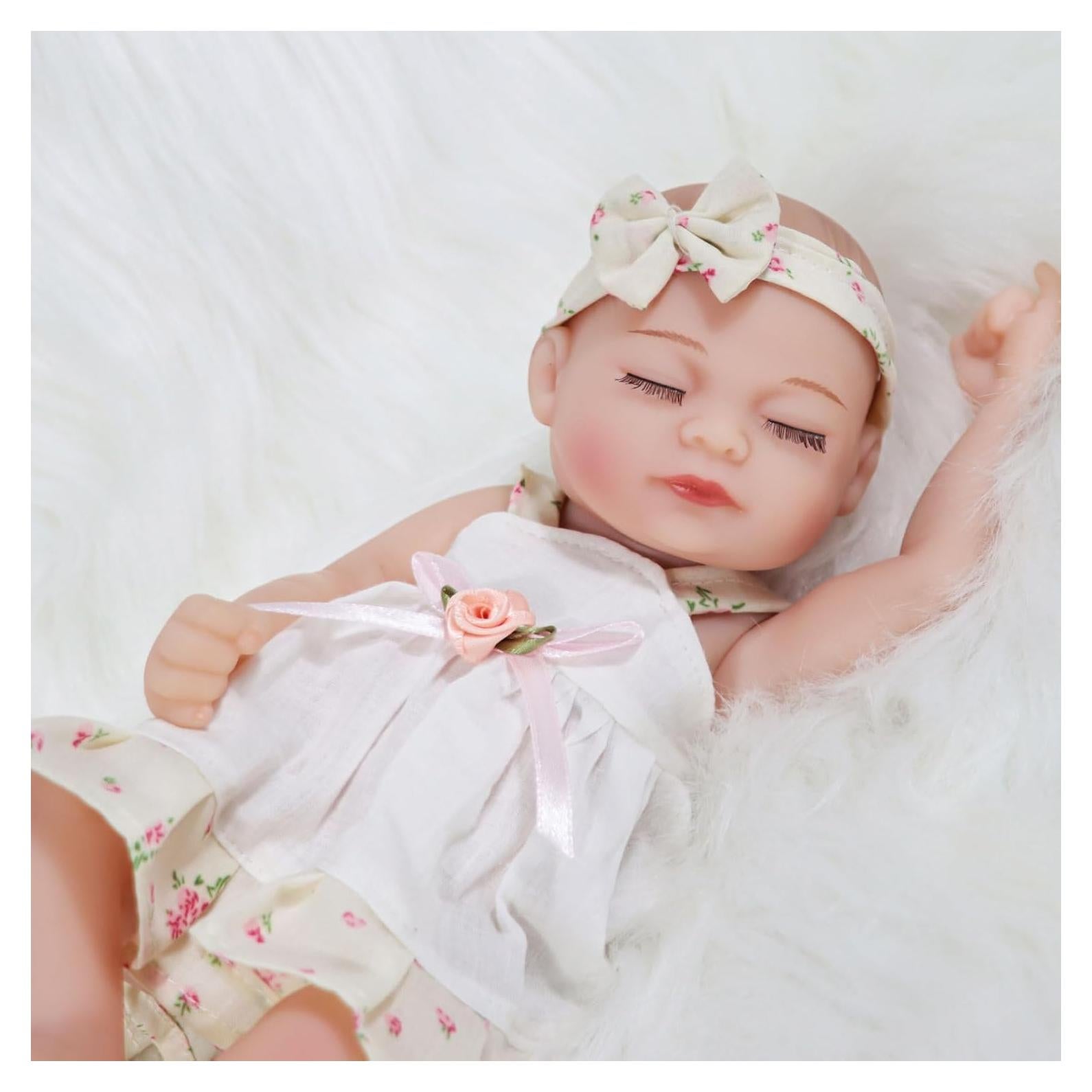 Muñeca Reborn Niña JURONG 25 cm Vinilo Suave con Vestido