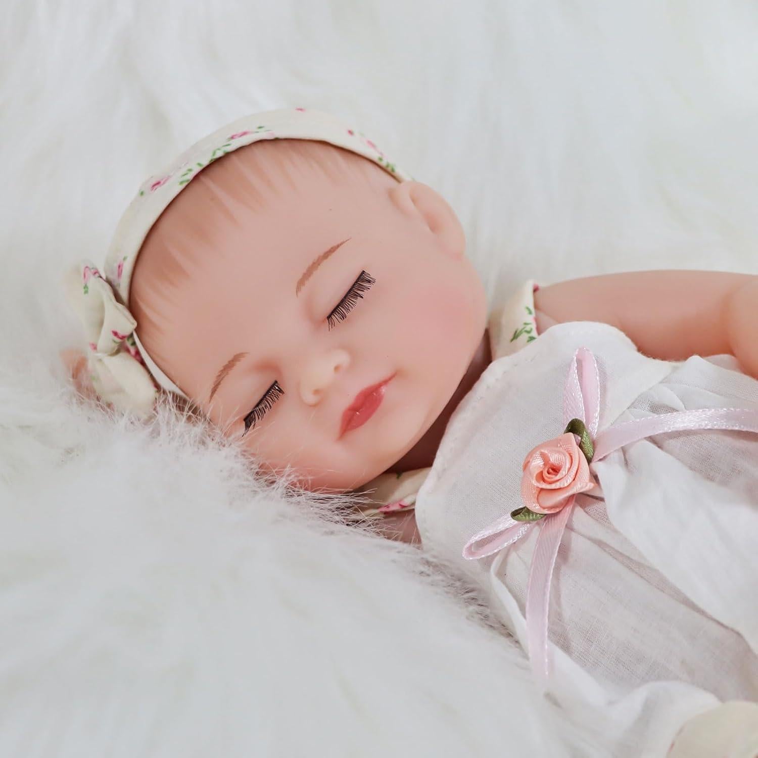 Muñeca Reborn Niña JURONG 25 cm Vinilo Suave con Vestido