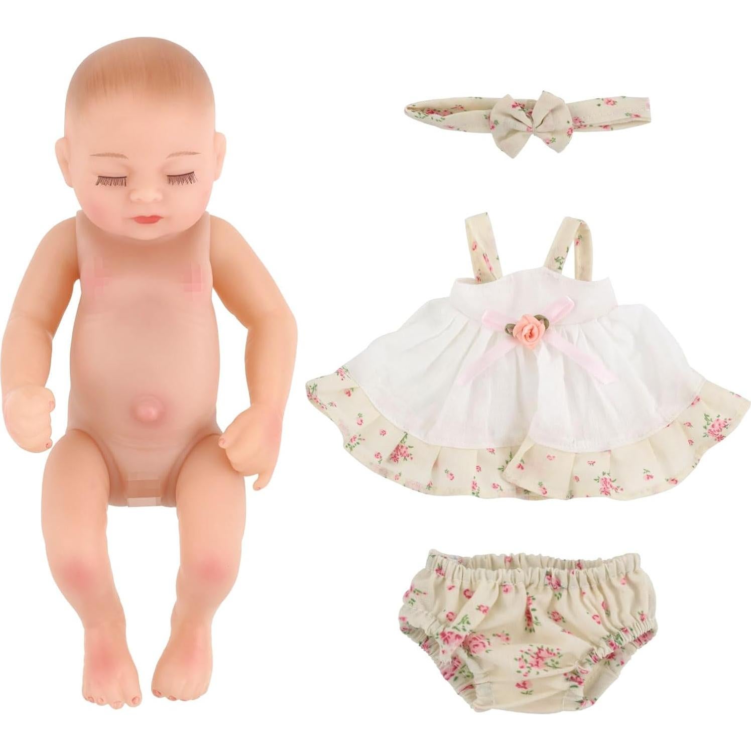 Muñeca Reborn Niña JURONG 25 cm Vinilo Suave con Vestido