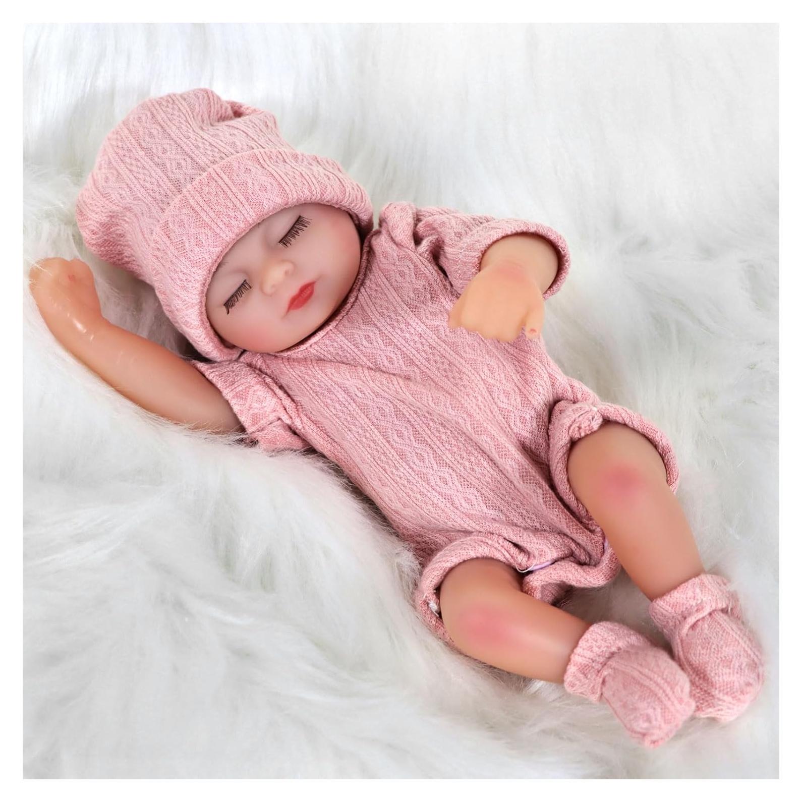 Muñeca de bebé renacida JURONG 25,4 cm con ropa rosa