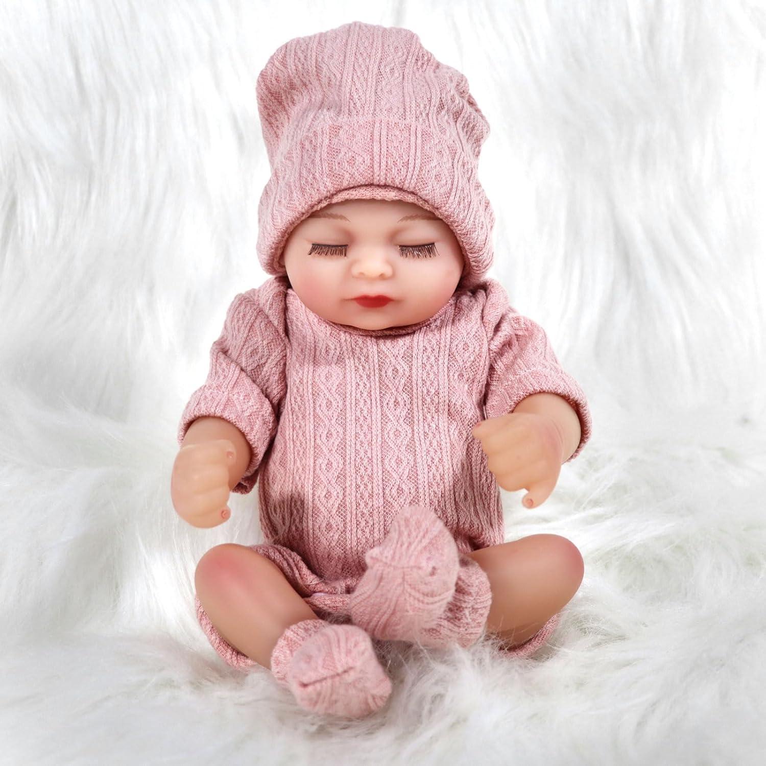 Muñeca de bebé renacida JURONG 25,4 cm con ropa rosa