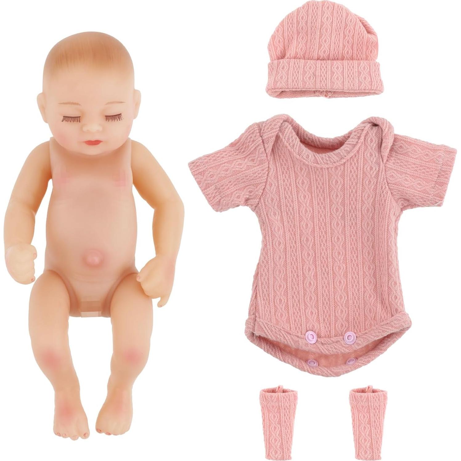 Muñeca de bebé renacida JURONG 25,4 cm con ropa rosa