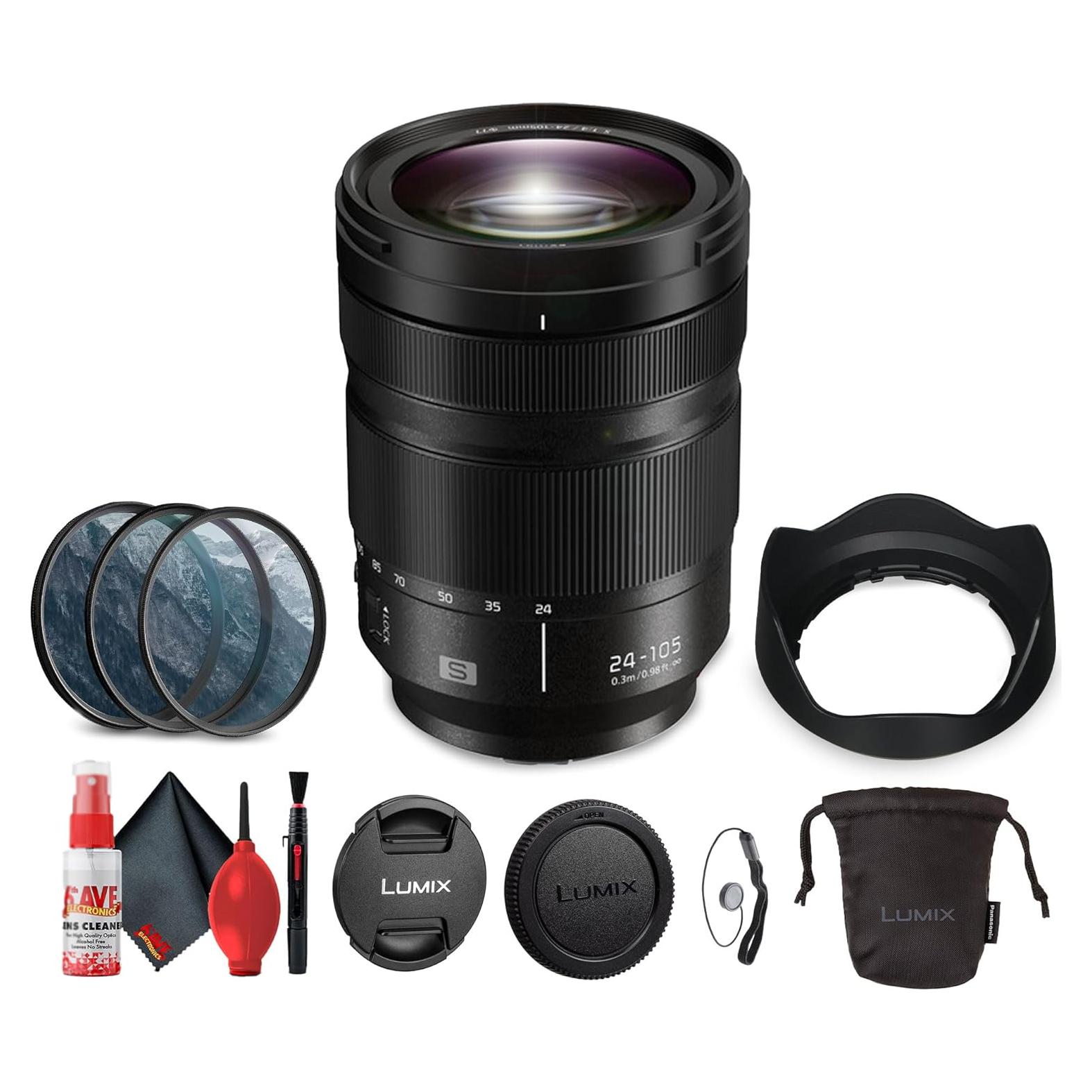 Lente Panasonic Lumix S 24-105mm f/4 Macro O.I.S. con Accesorios