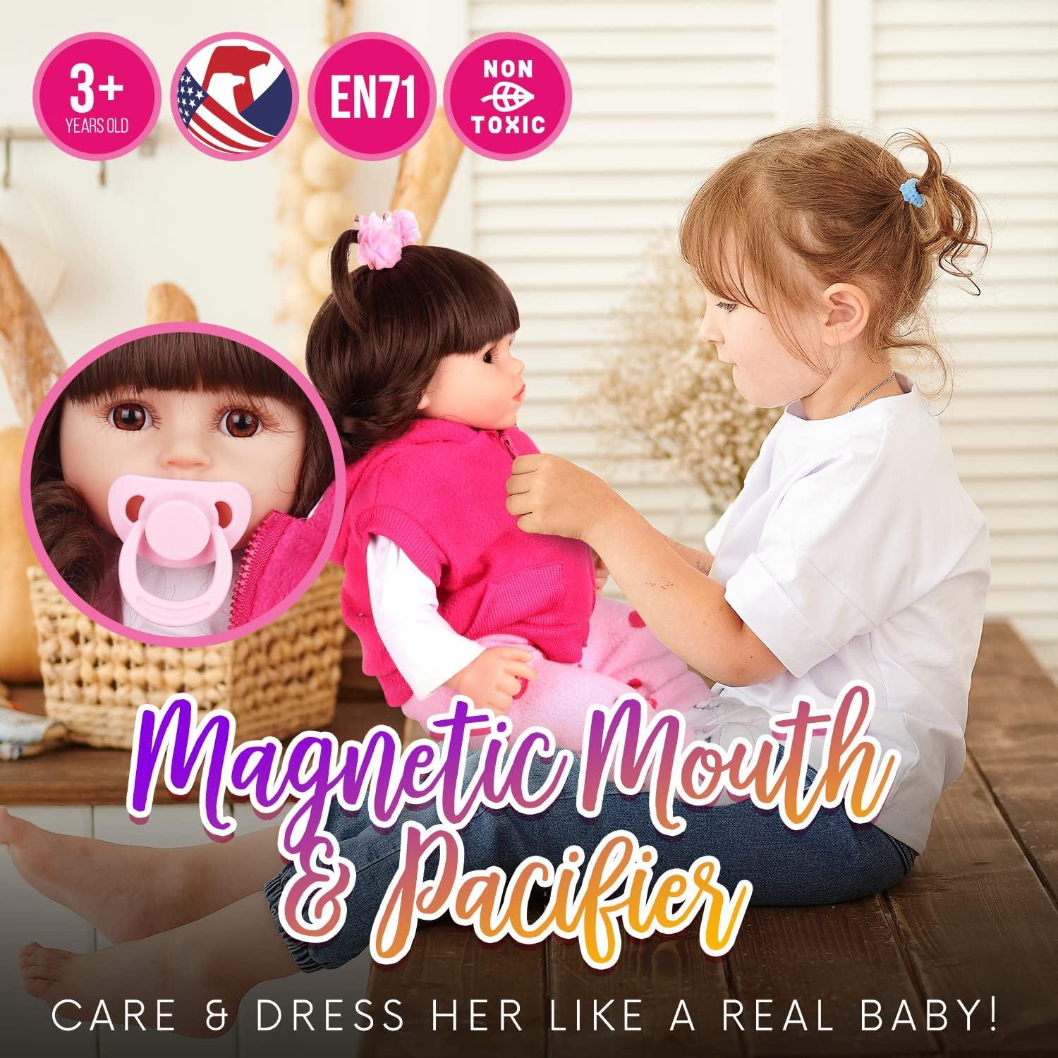 Muñeca Reborn DOLLHOOD 45.72 cm con Accesorios y Certificado