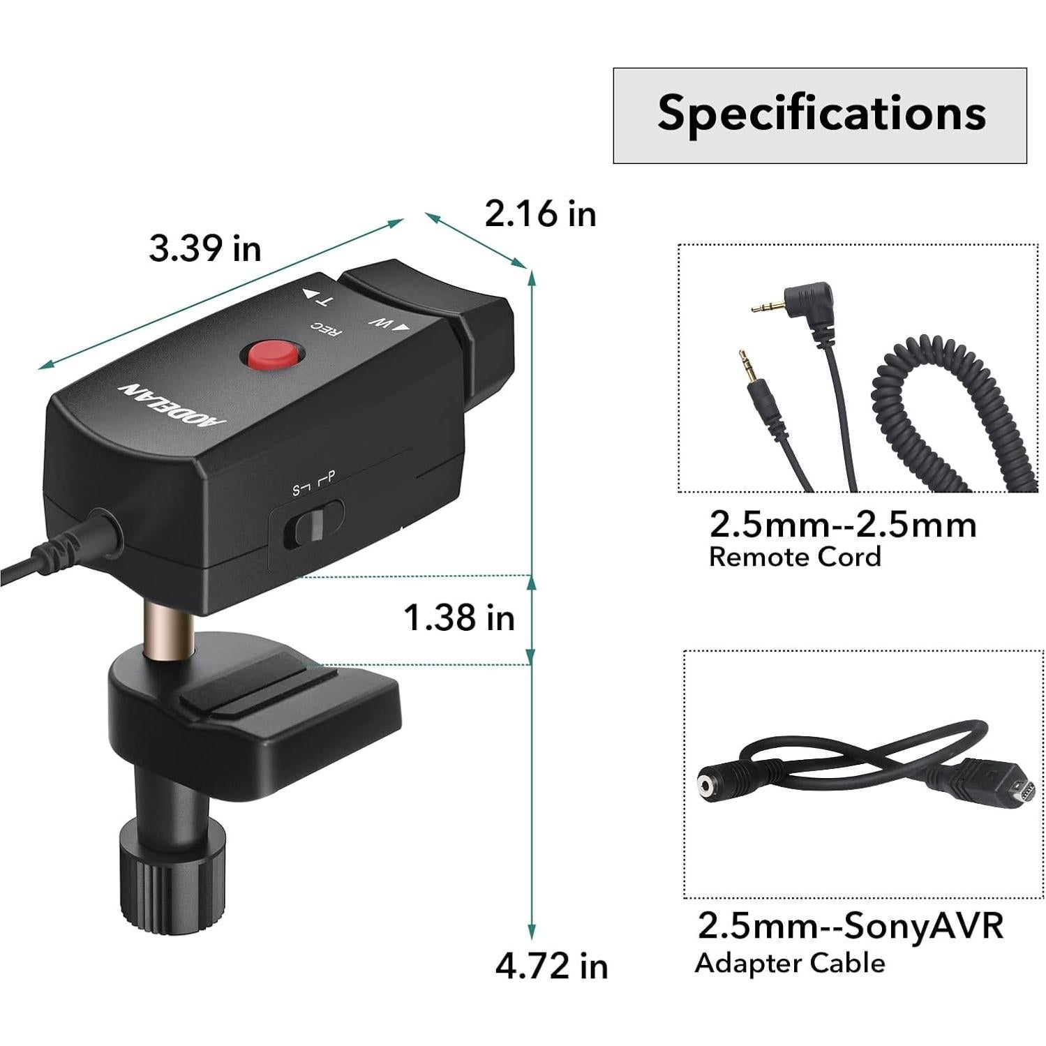 Control Remoto de Zoom ZC-1 para Videocámaras Sony Canon Panasonic