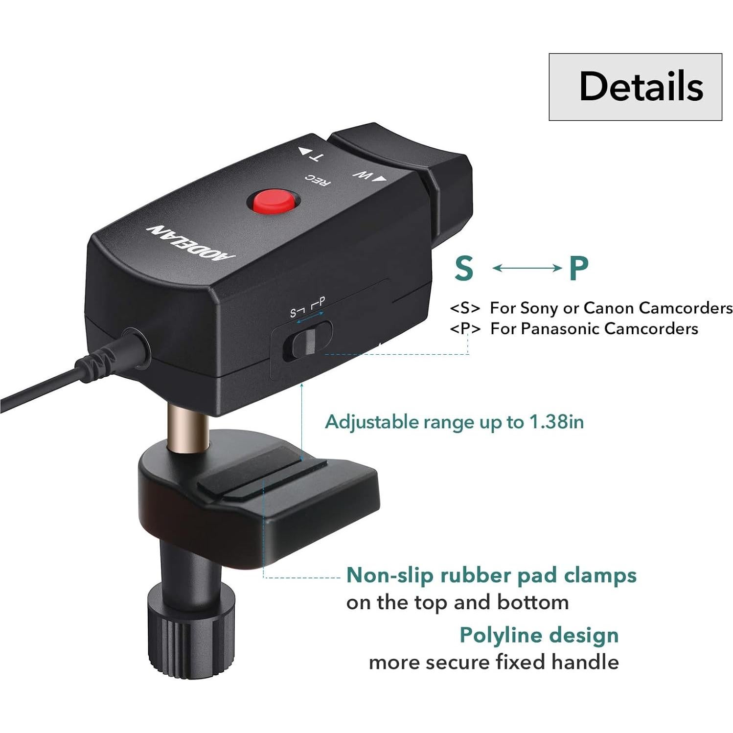 Control Remoto de Zoom ZC-1 para Videocámaras Sony Canon Panasonic