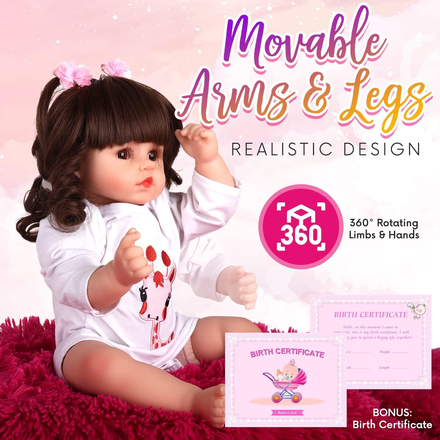 Muñeca Reborn DOLLHOOD 45.72 cm Realista con Accesorios