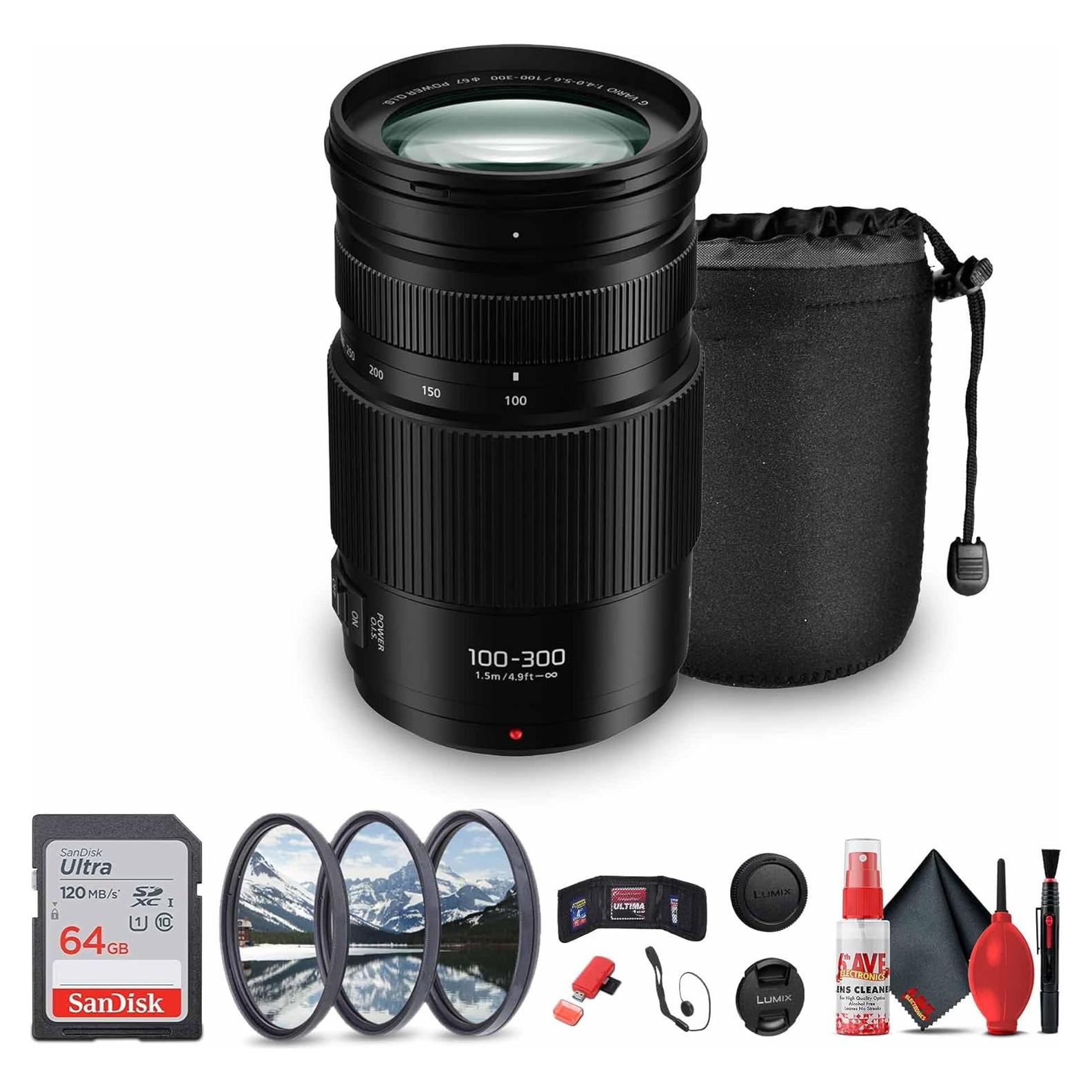 Lente Panasonic Lumix G Vario 100-300mm f/4.5-5.6 + Accesorios