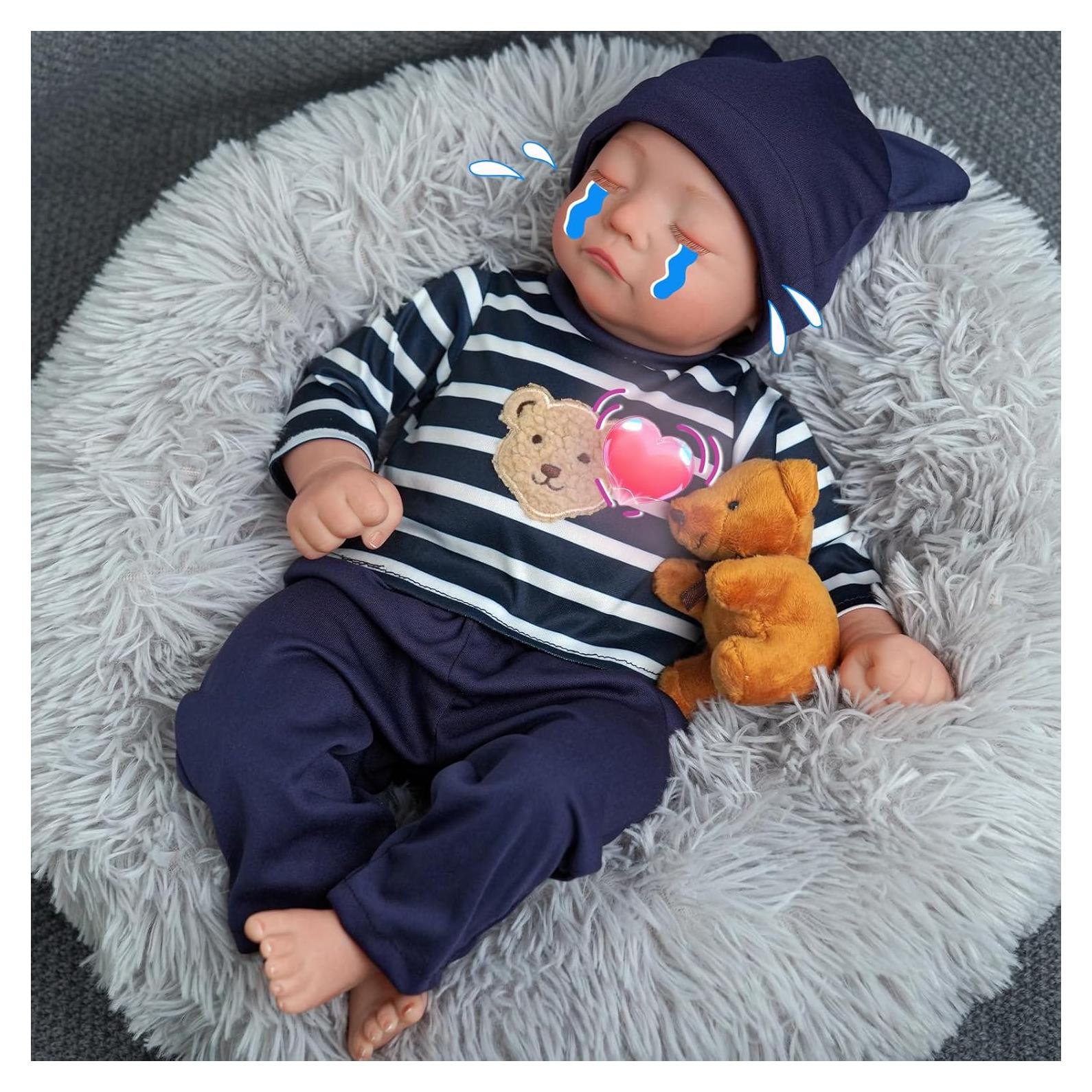 Muñeca Bebé Reborn BABESIDE Kai 43 cm con Latido y Sonido