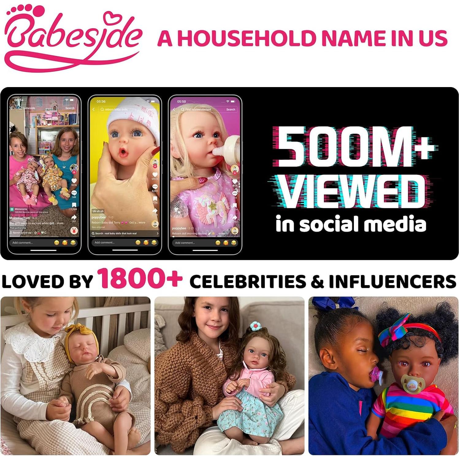 Muñeca Bebé Reborn BABESIDE Kai 43 cm con Latido y Sonido