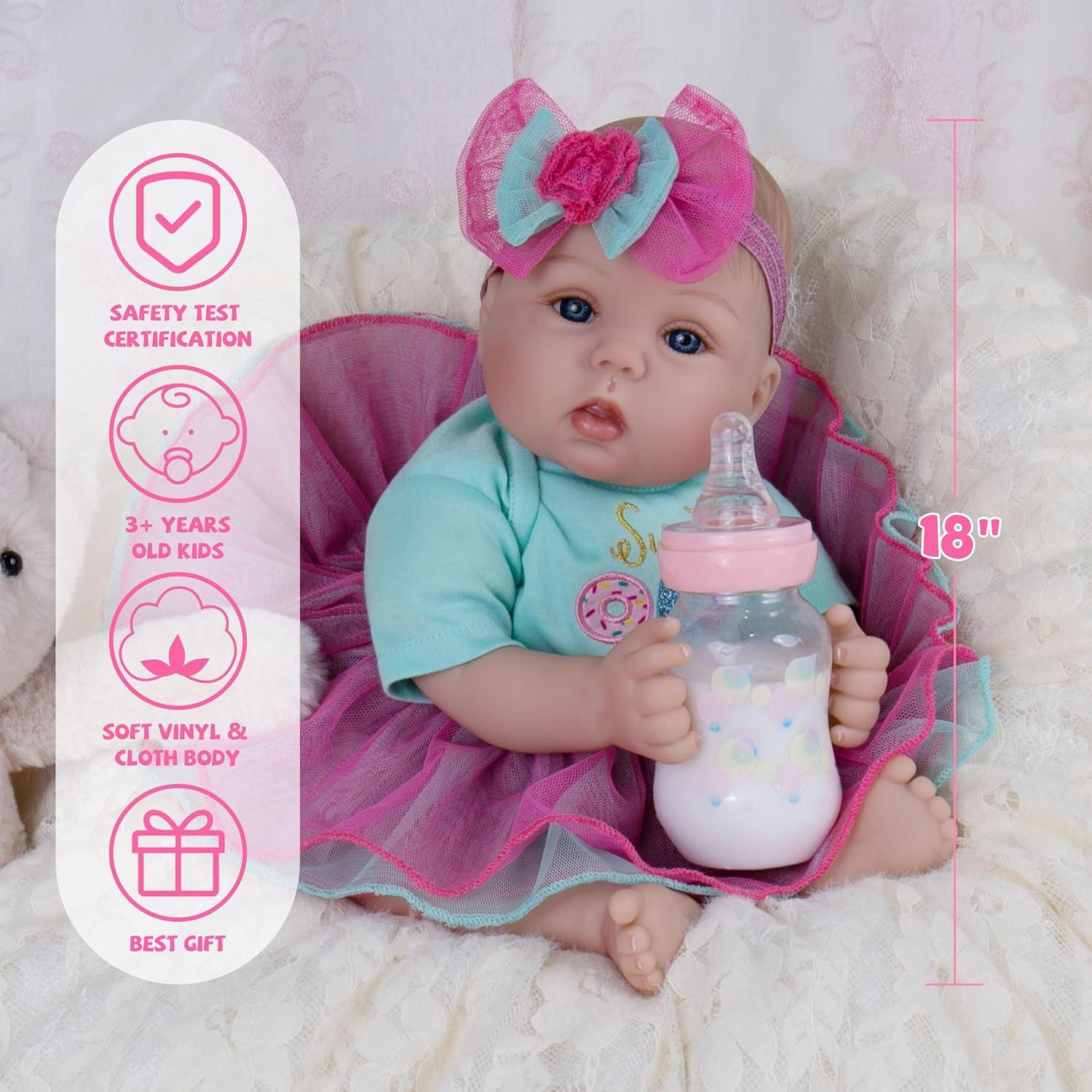 Muñeca Reborn Realista Milidool 45.72 cm Niña con Cuerpo Suave