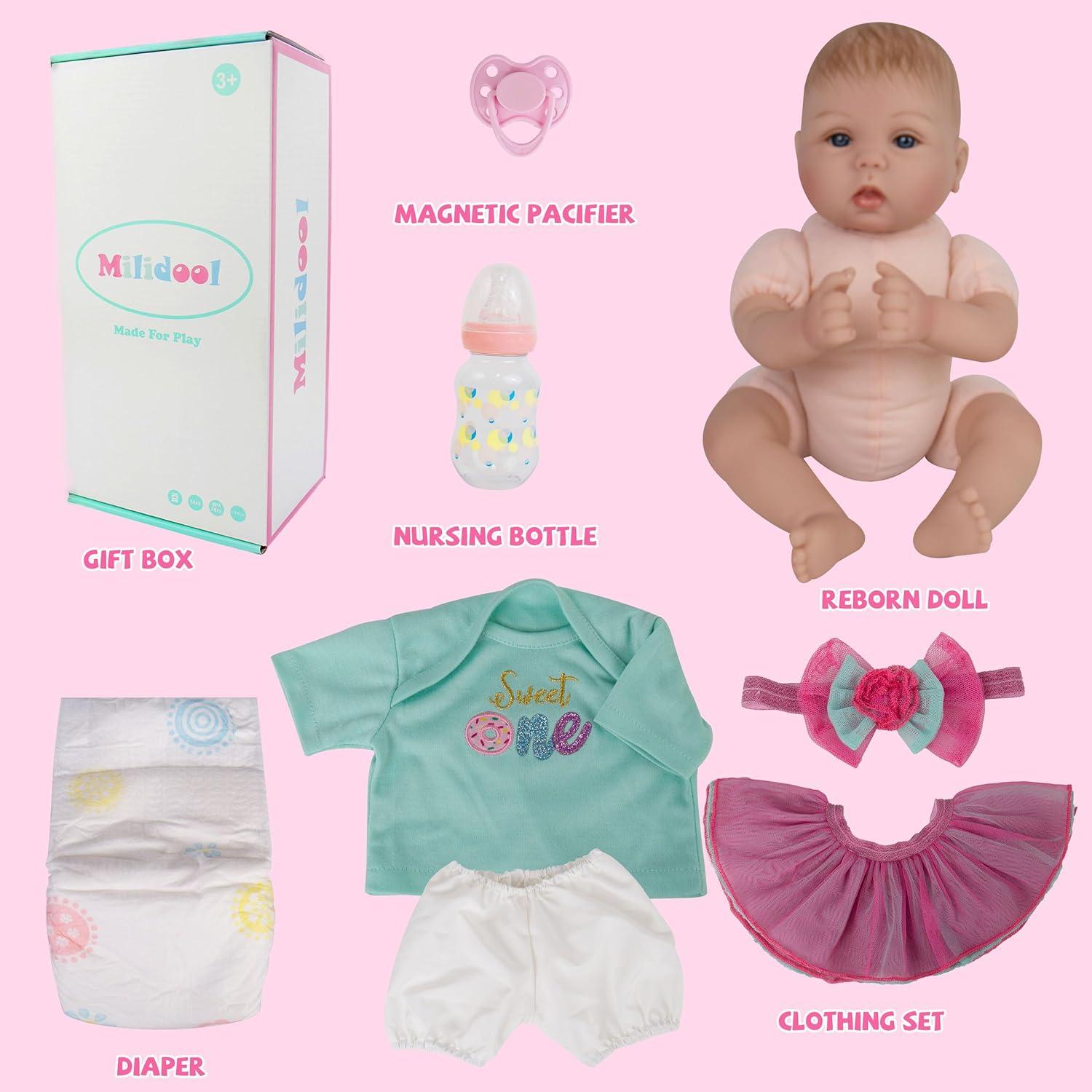 Muñeca Reborn Realista Milidool 45.72 cm Niña con Cuerpo Suave