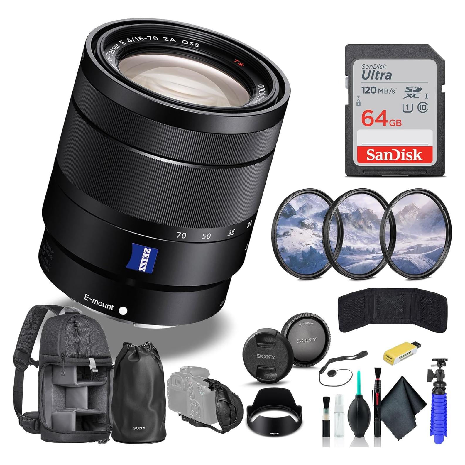 Lente Sony Vario-Tessar T E 16-70mm f/4 ZA OSS + Accesorios