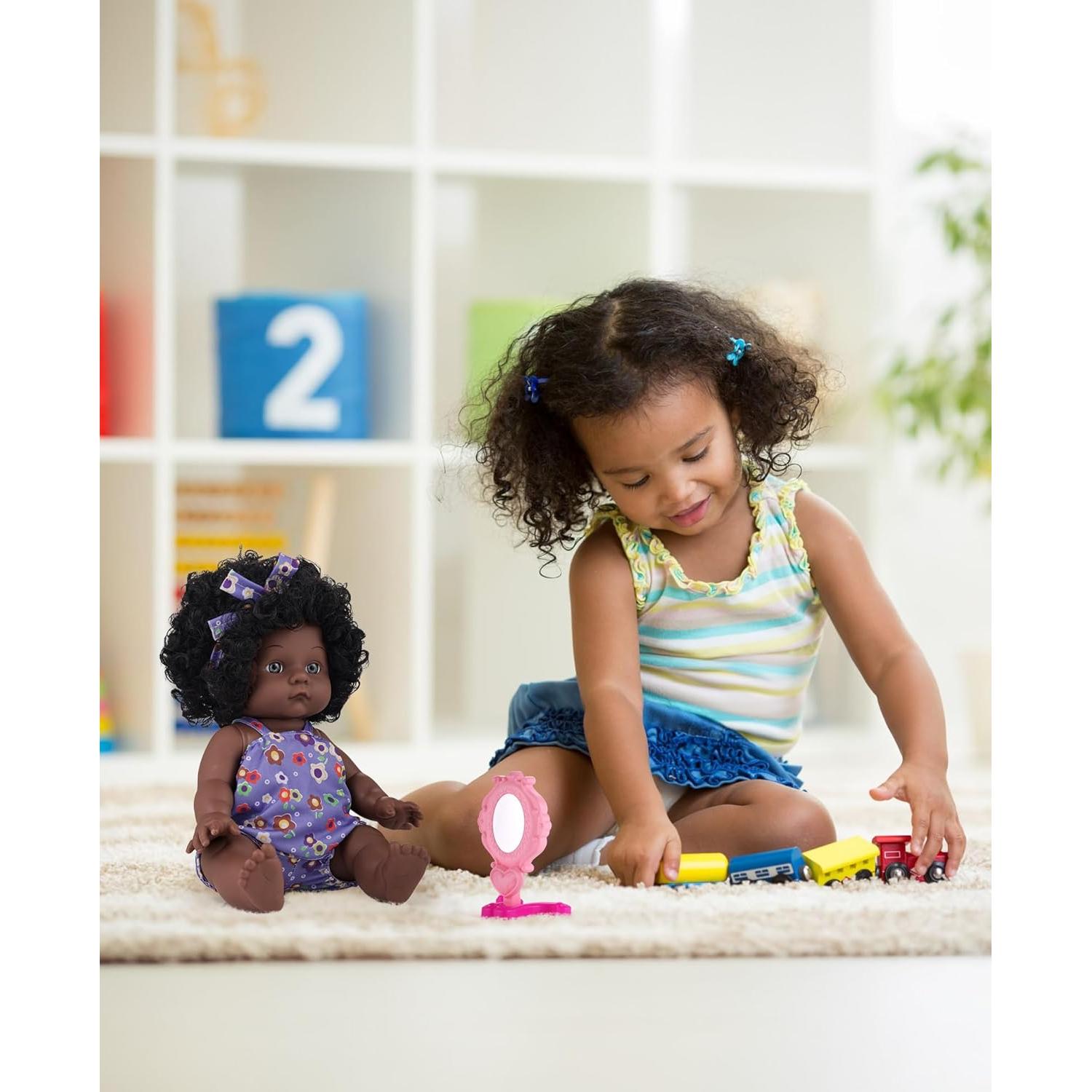 Muñeca Bebé Negra GAGAKU 30 cm con Ropa y Accesorios