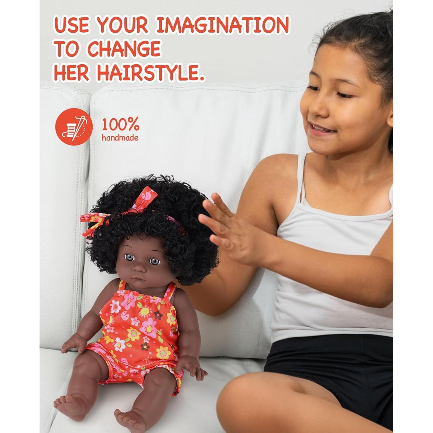 Muñeca Bebé Negra GAGAKU 30 cm con Ropa y Accesorios