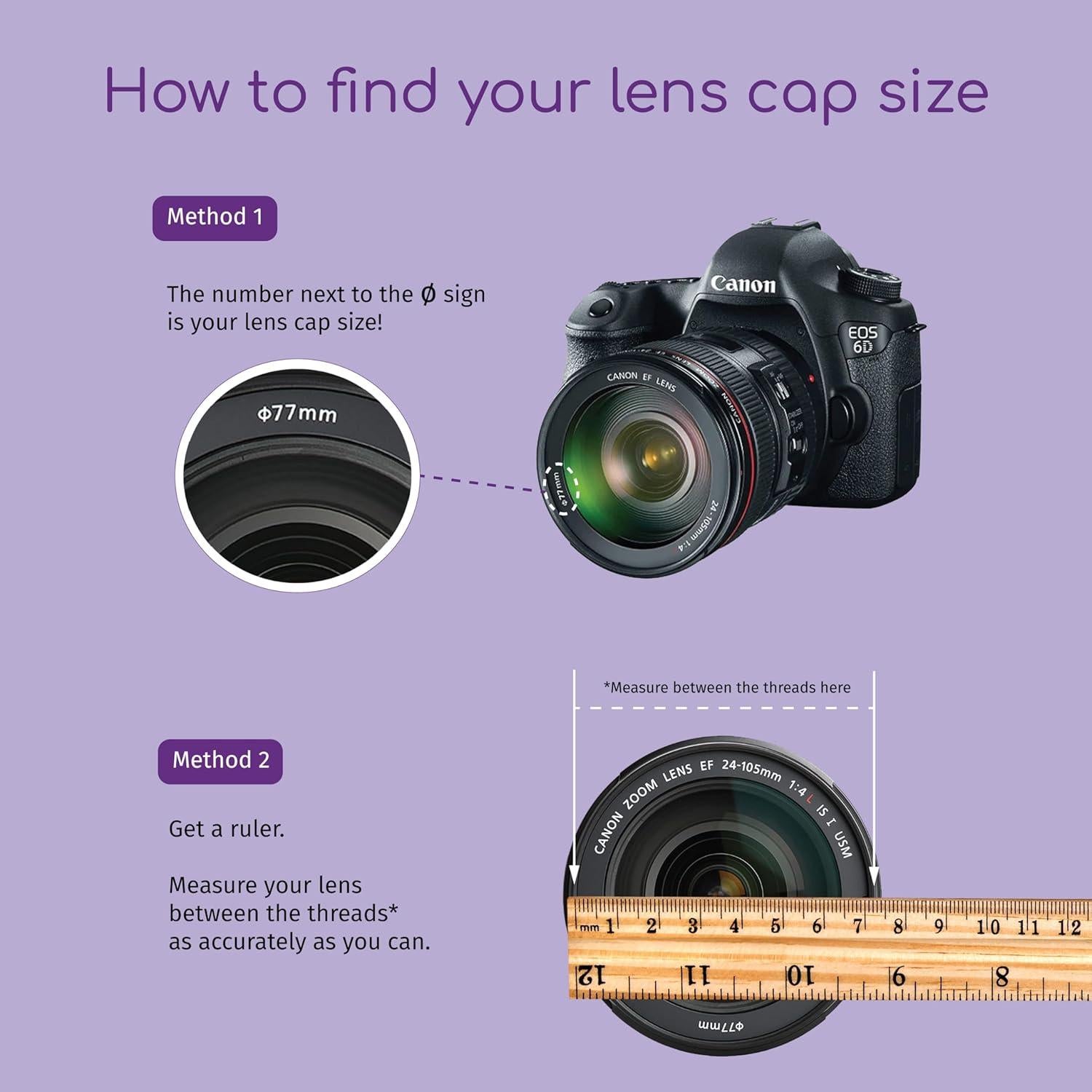 Tapa de lente frontal Snap-On CamDesign 28 mm para DSLR