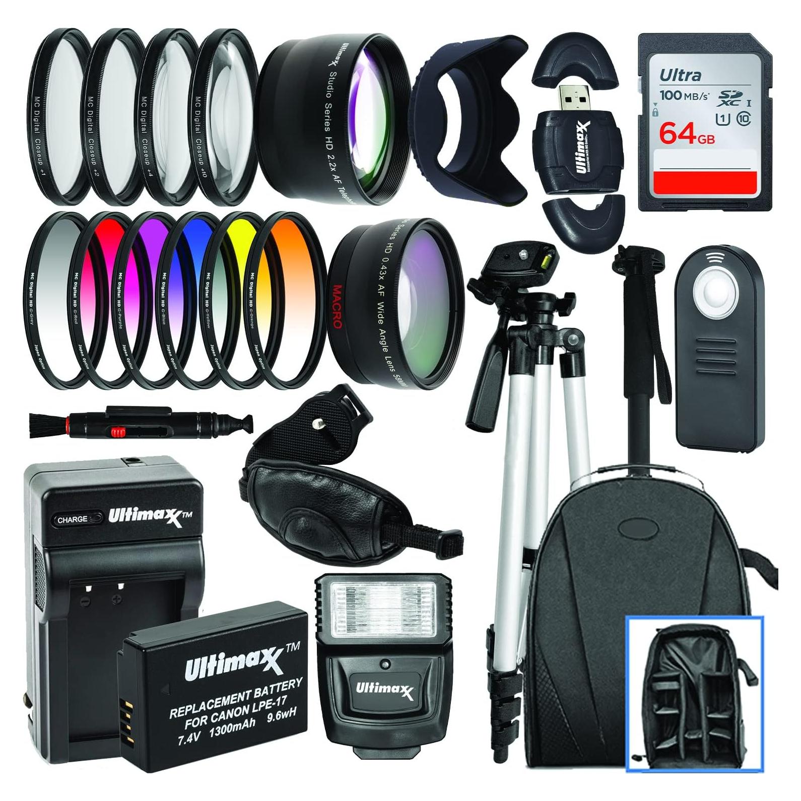 Kit de Accesorios Ultimaxx para Canon EOS Rebel T7i y más