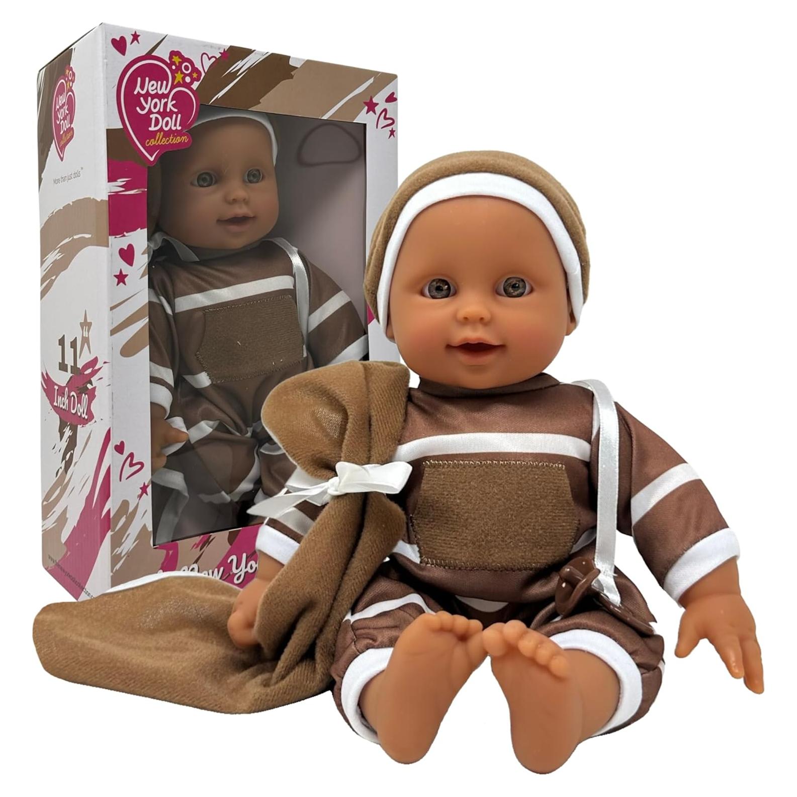 The New York Doll Collection 11 inch Soft Body Baby Doll in Gift Box - 11" Baby Doll Toy for Kids, Boys, Girls and Toddlers - Baby Doll Pacifier Accessory Included