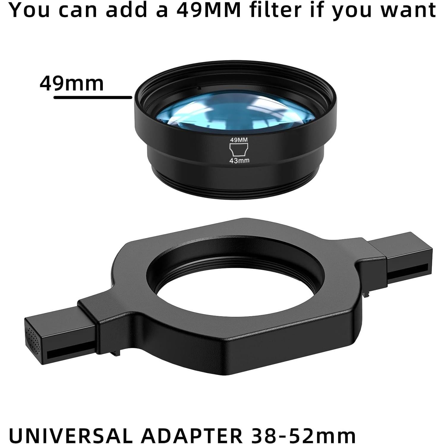 Lente Macro Universal EooEye 38-52mm + Limpiador y Paño