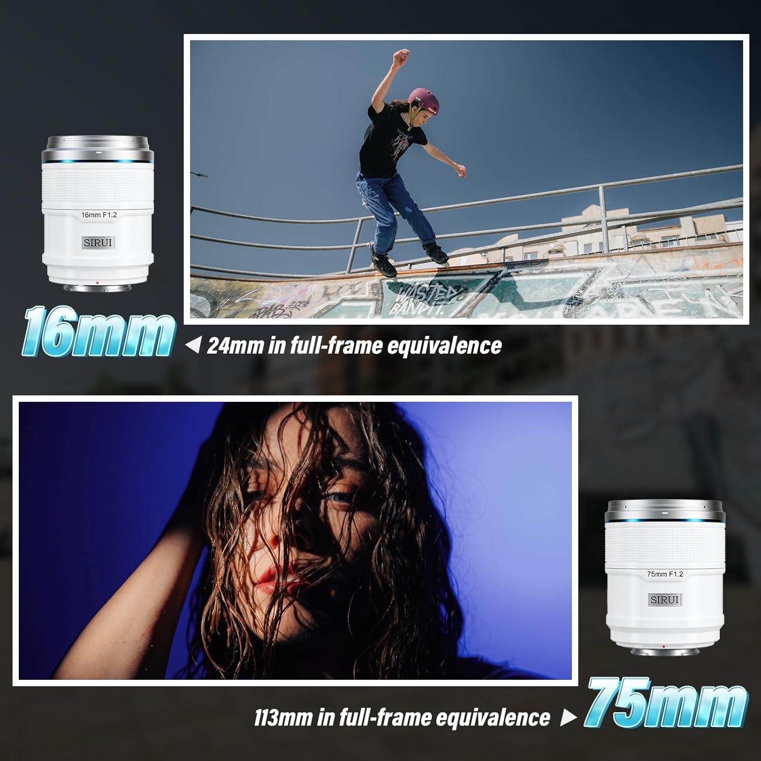 Juego de Lentes Autofoco SIRUI Sniper 16mm y 75mm F1.2
