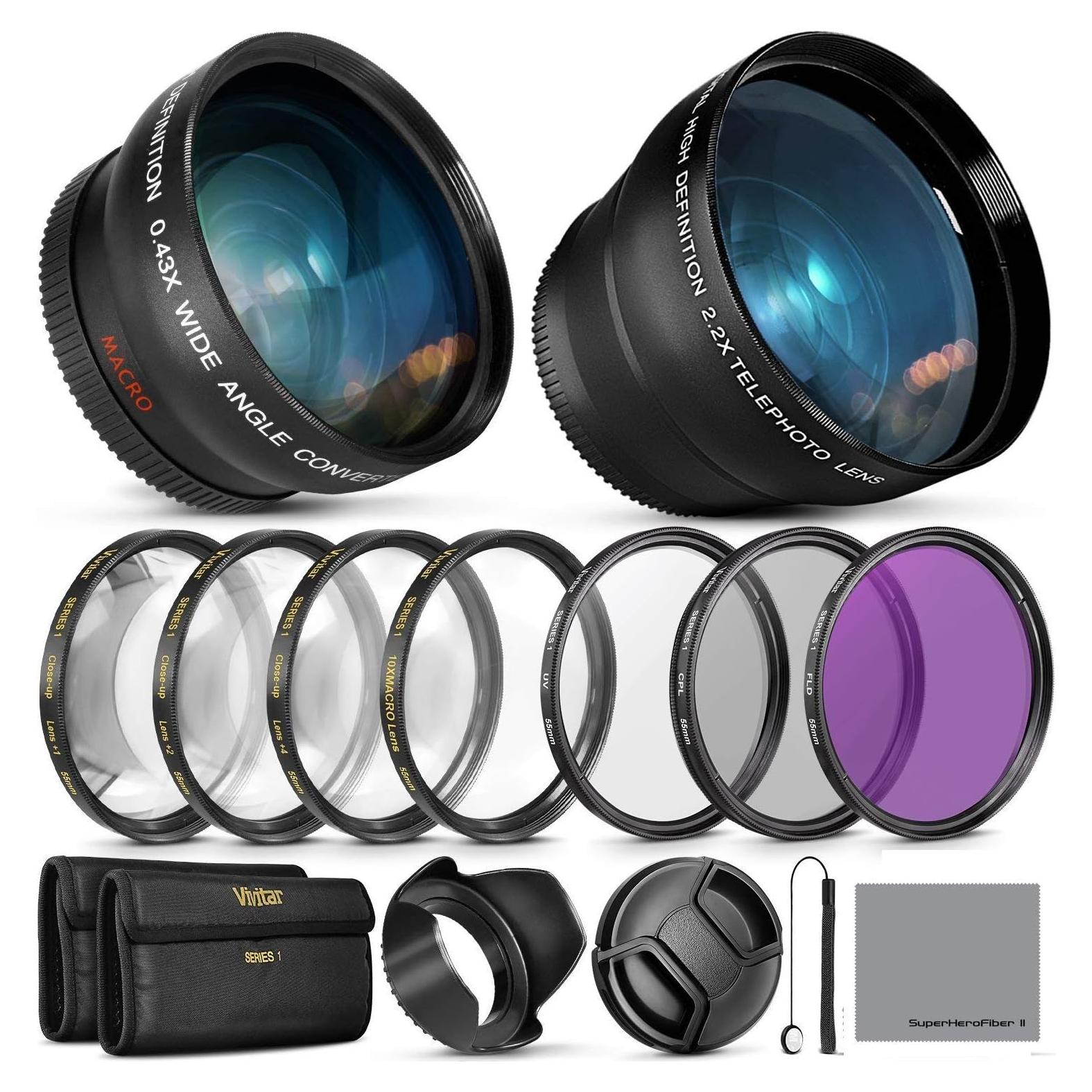 Kit de Accesorios de Lente 55mm Vivitar para Nikon y Sony