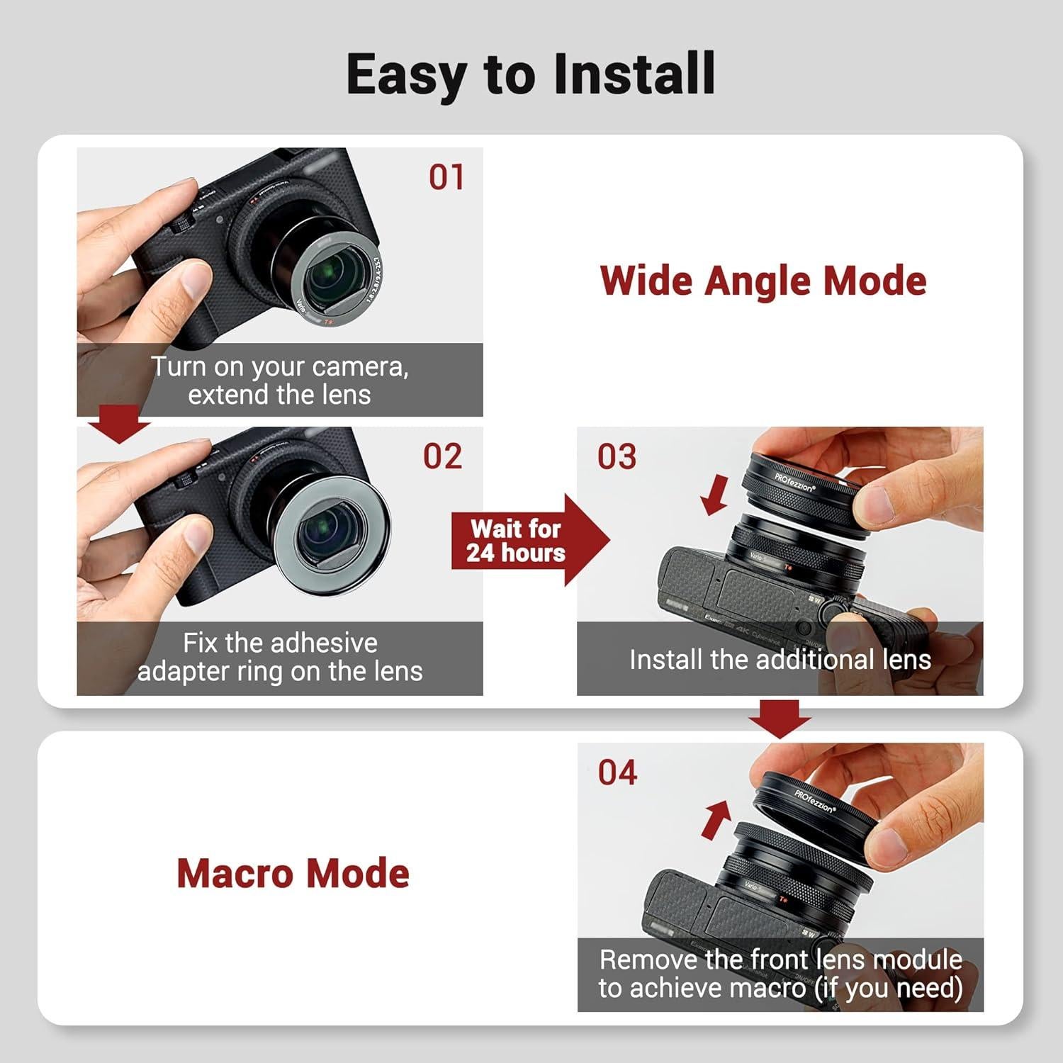 Lente Gran Angular 18mm y Macro 10x PROfezzion para Sony y Canon